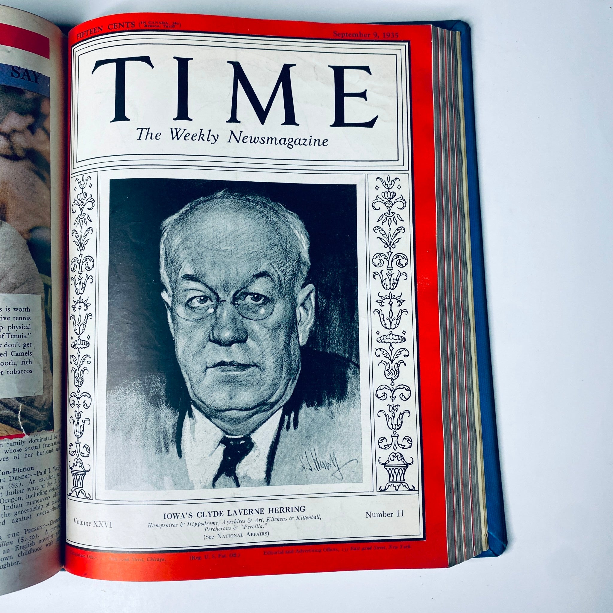 Cover of Time Magazine from September 9, 1935, featuring Iowa's Clyde Laverne Herring, offering a glimpse into political leadership during the Great Depression era.