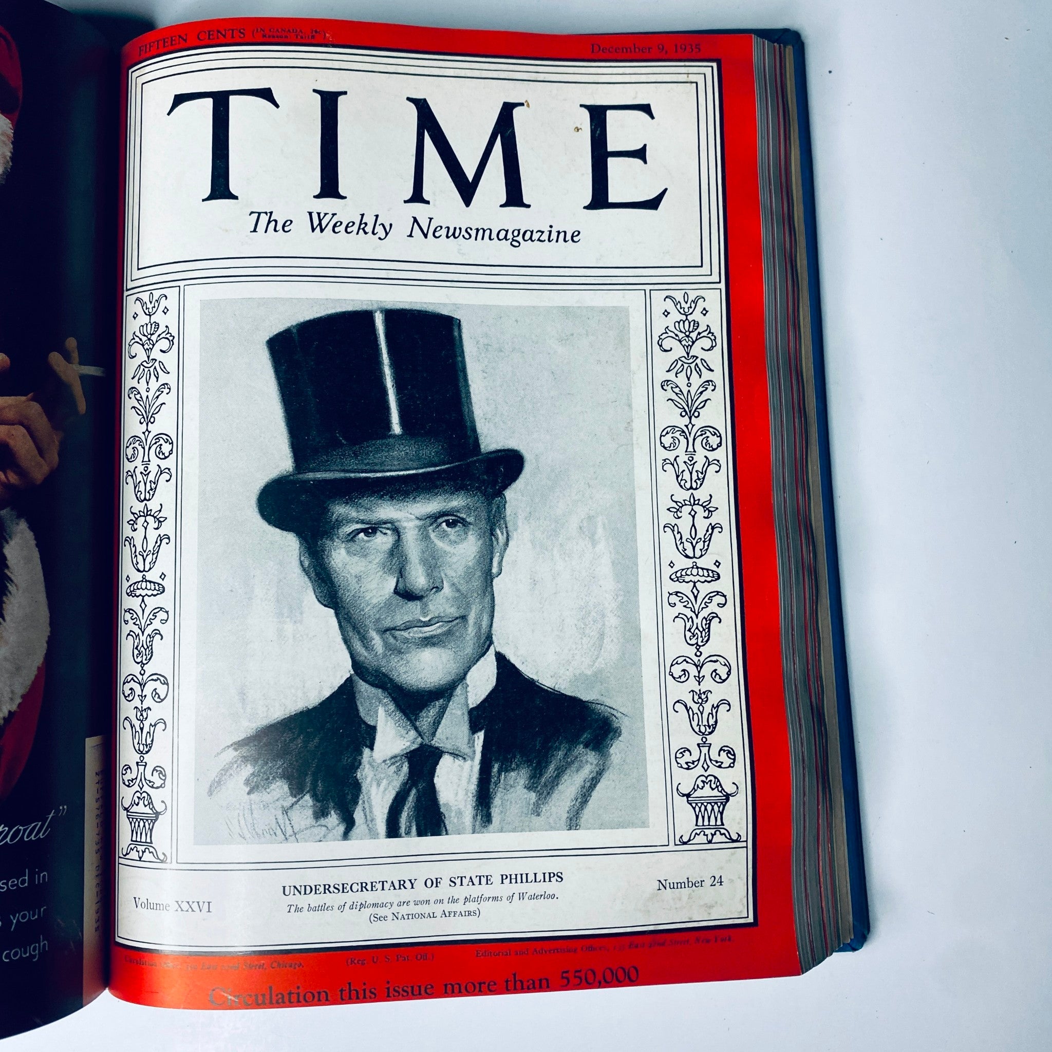 Cover of Time Magazine, December 9, 1935, featuring Undersecretary of State Phillips. Part of the Time Magazine Library Bound collection from October 7 to December 30, 1935.