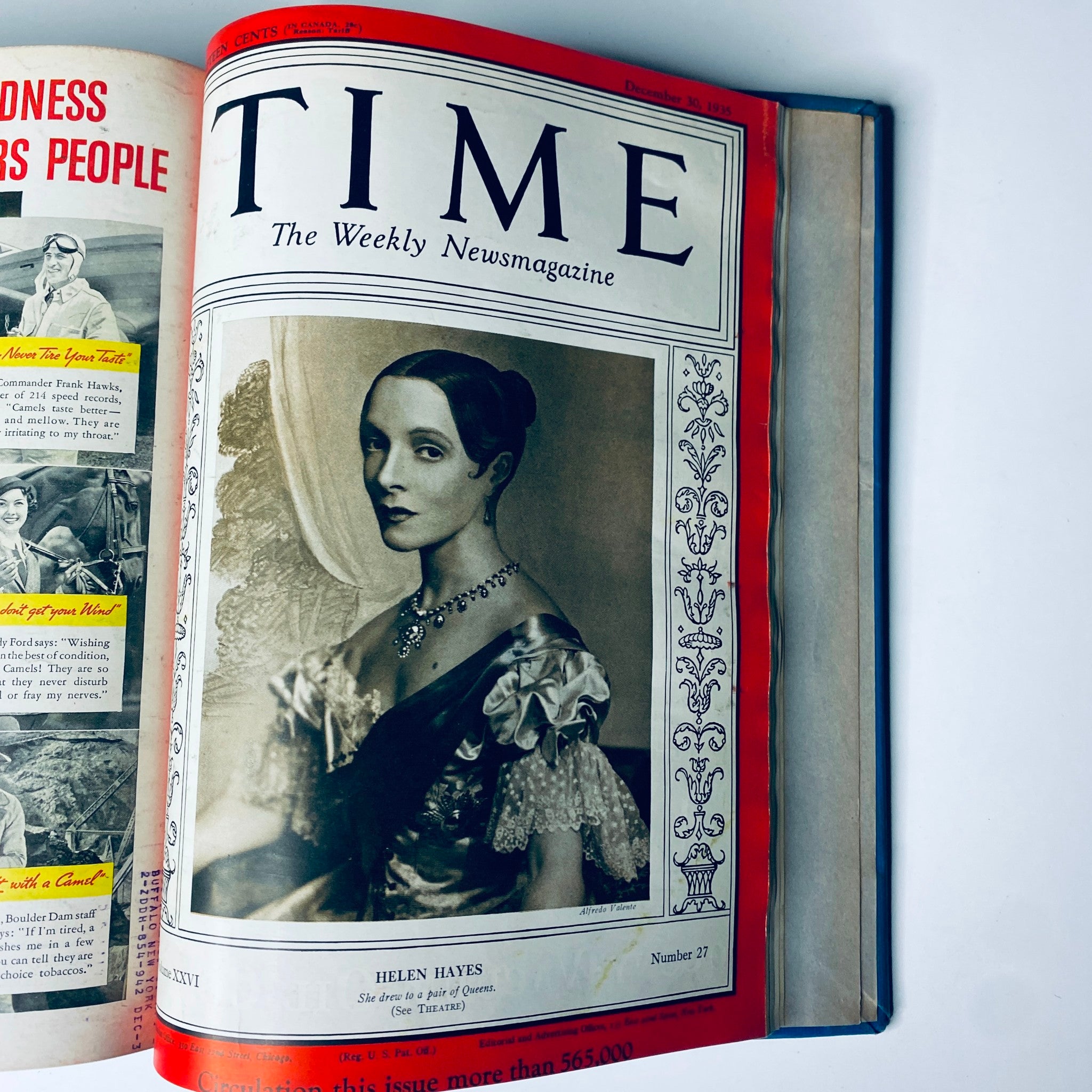 Time Magazine Library Bound October 7- December 30, 1935 displaying the cover with 'Helen Hayes', published on December 30, 1935.