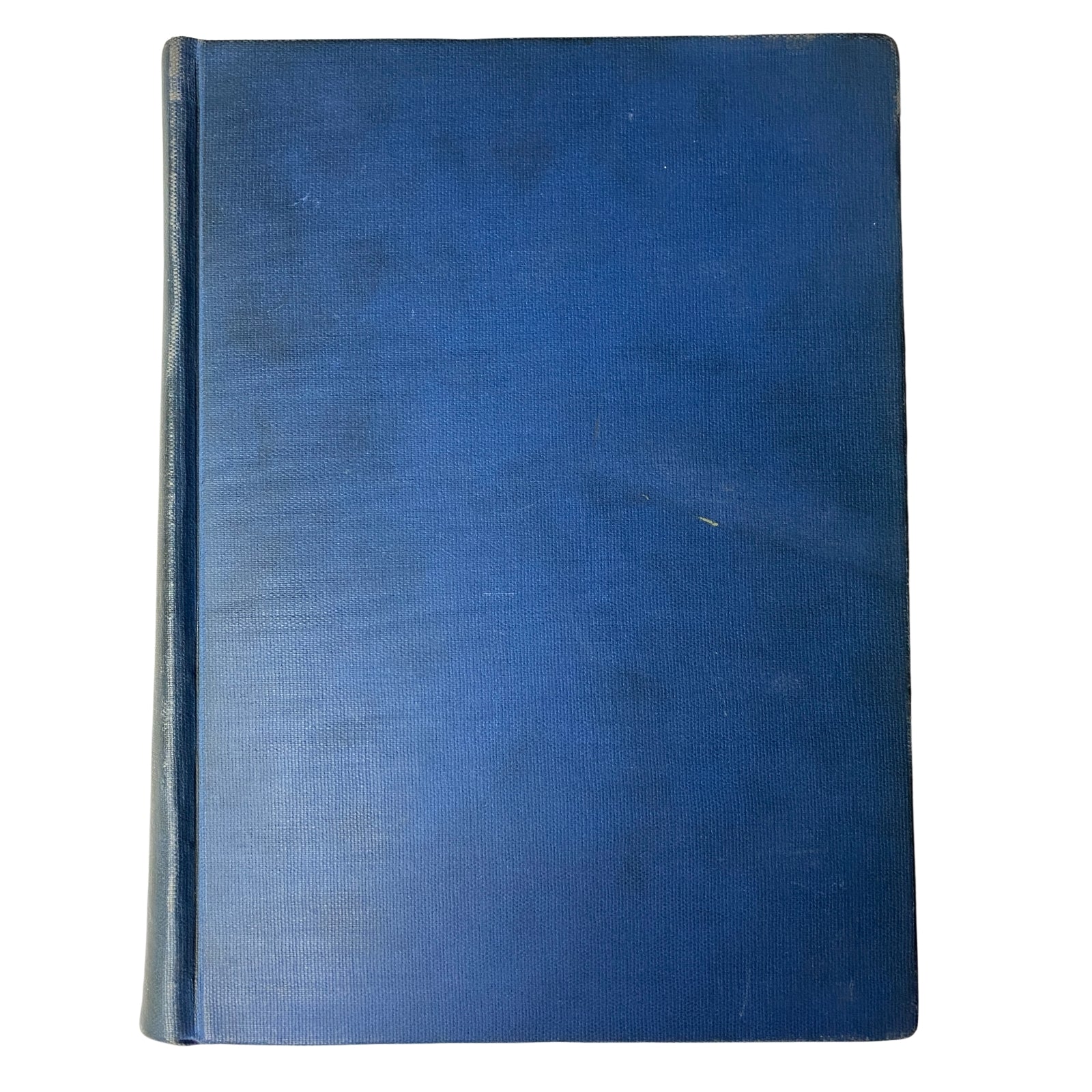 The back cover of a Library Bound edition of Time Magazine from January 6 to March 30, 1936, displaying a solid blue color.