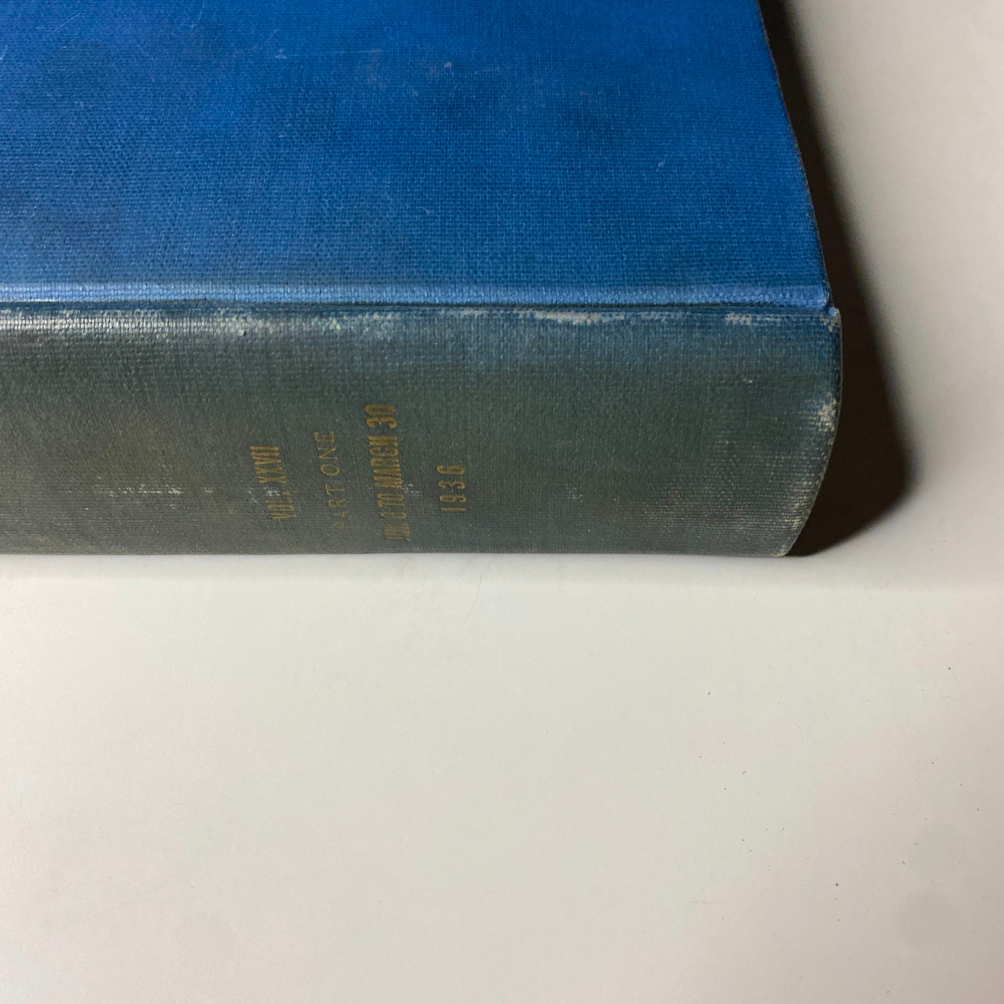 Time Magazine Library Bound Volume January 6-March 30, 1936 showing the spine detailing of the book, featuring gold lettering.