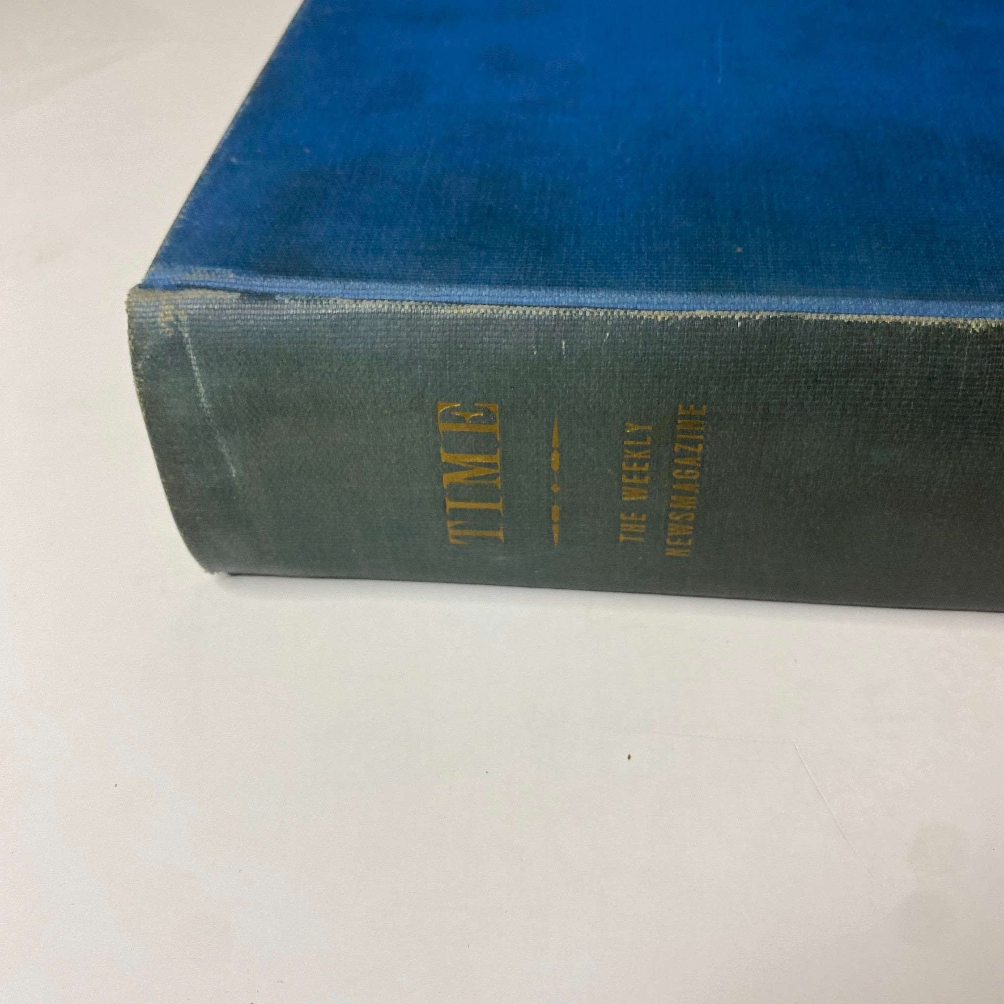 Close-up of the spine of the Time Magazine Library Bound volume, displaying the title and year 1936.