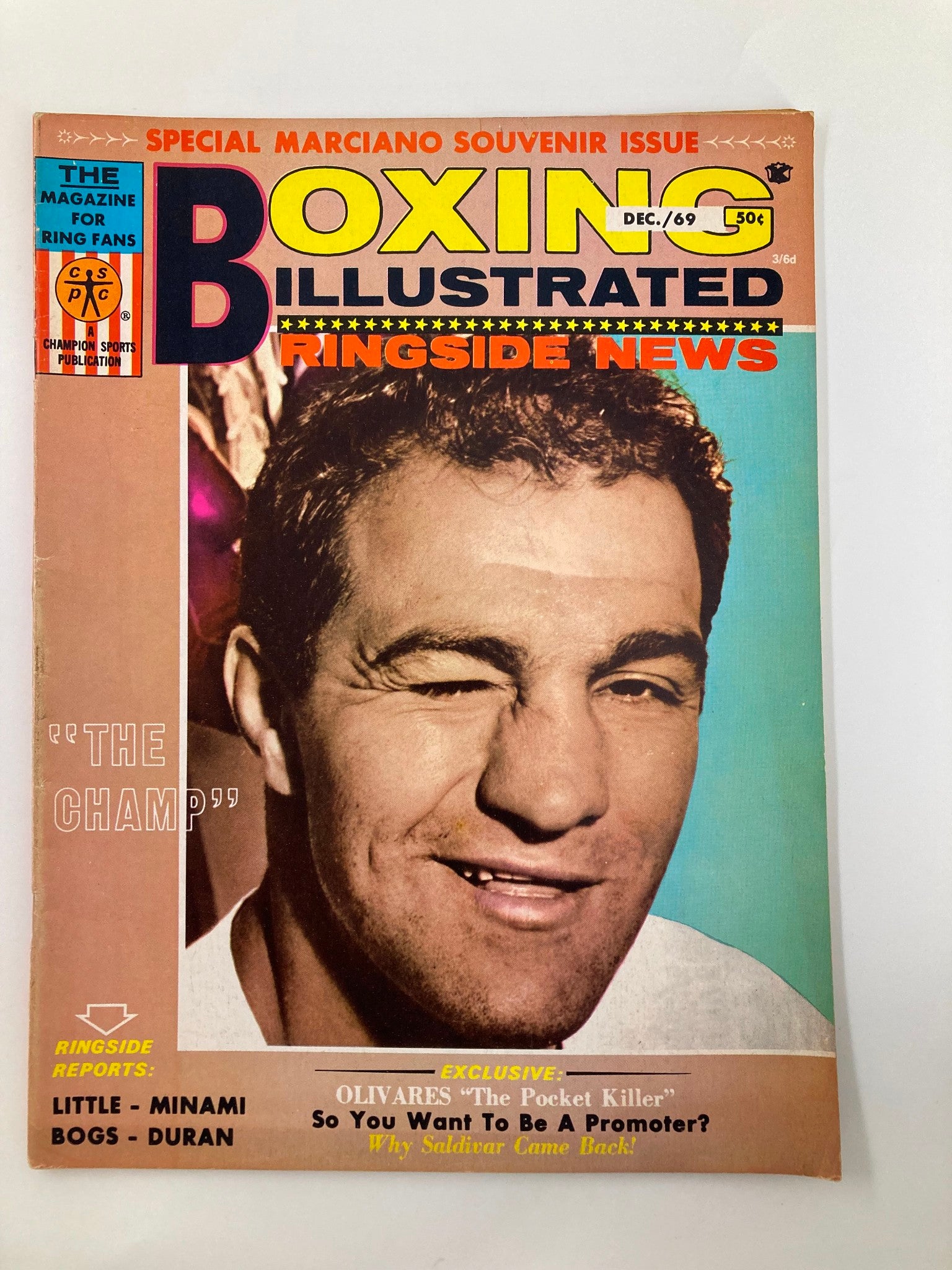 Boxing Illustrated Ringside News December 1969 Rocky Marciano The Champ No Label