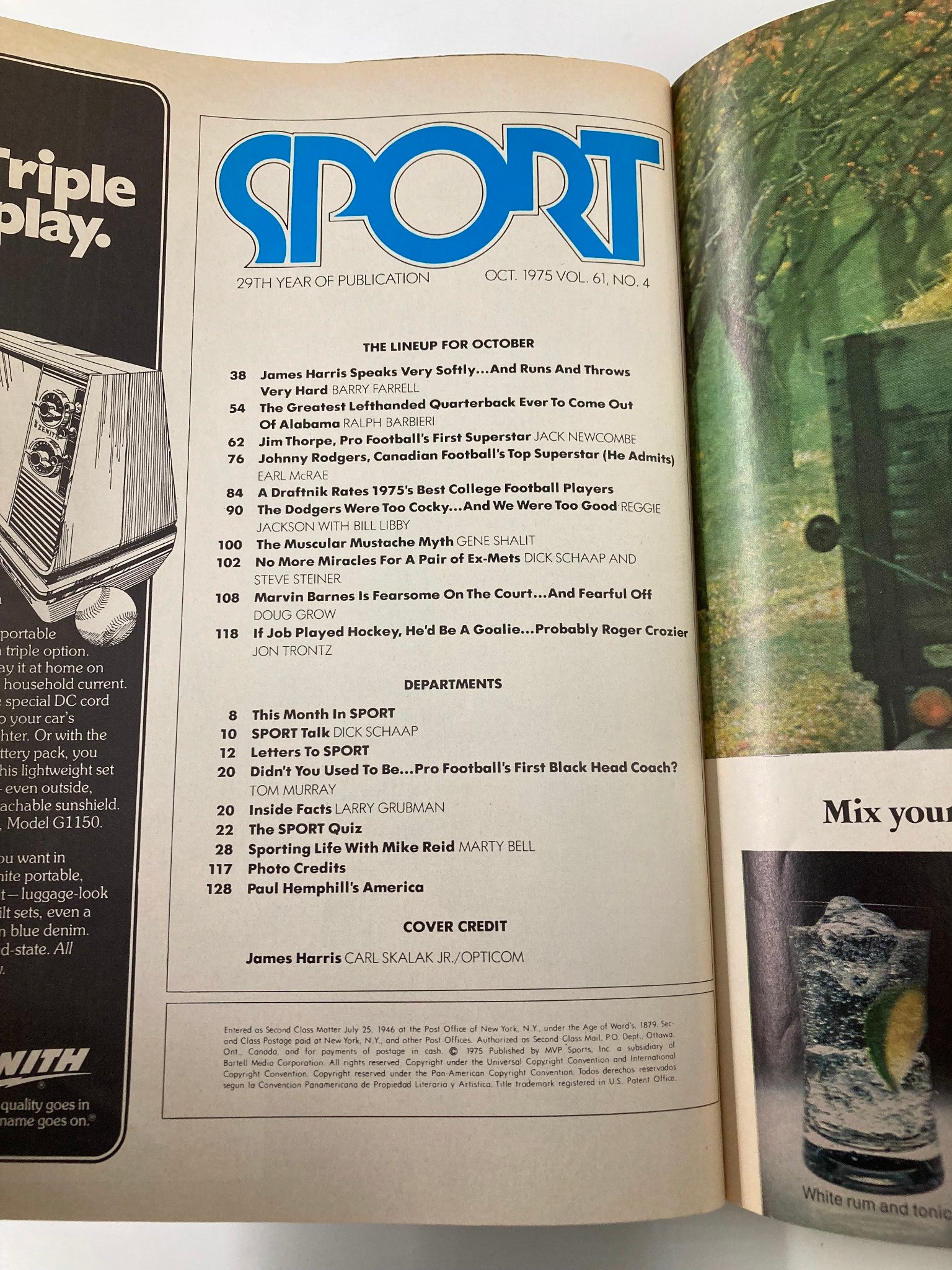 VTG Sport Magazine October 1975 Vol 61 #4 James Harris of Los Angeles Ram