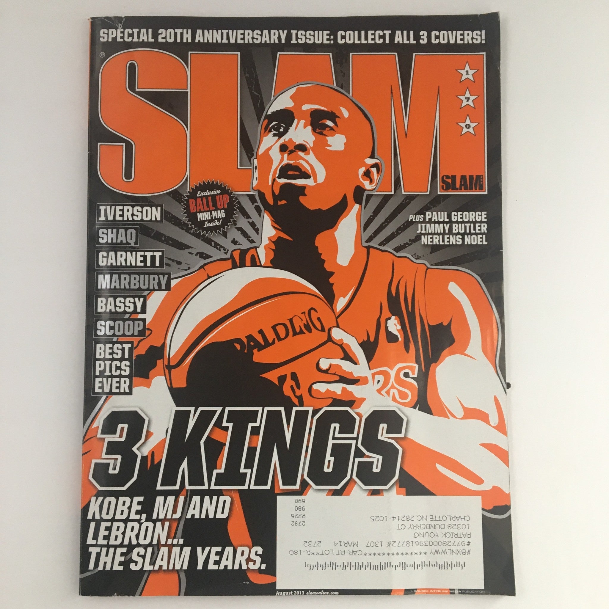 Slam Magazine August 2013 Kobe Bryant, Allen Iverson, Michael Jordan, w Poster