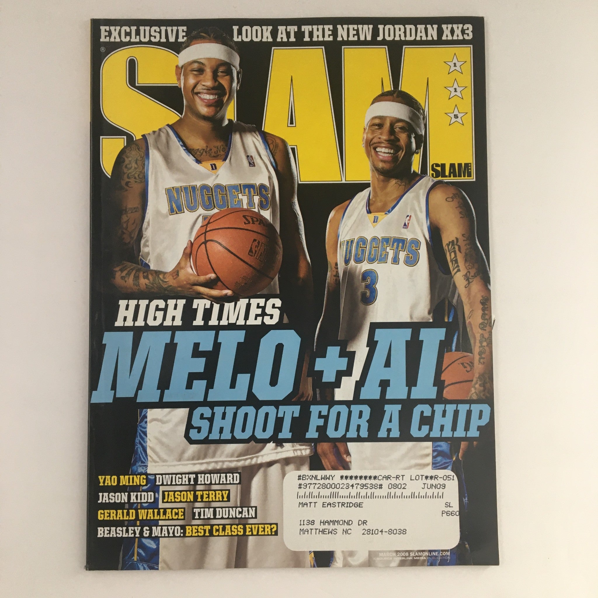 Slam Magazine March 2008 Allen Iverson, Carmelo Anthony, Tim Duncan, w Poster