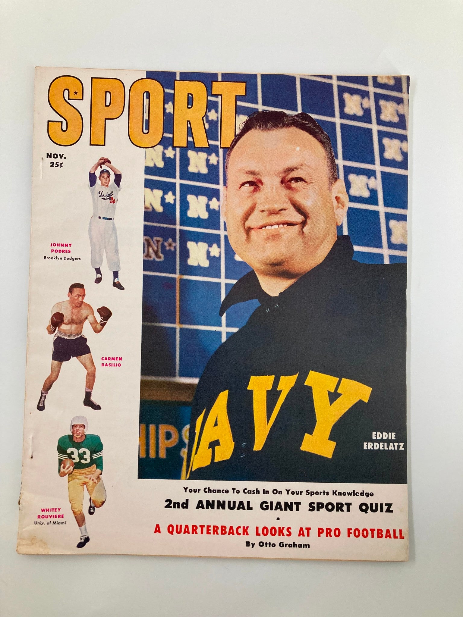 VTG Sport Magazine November 1955 Eddie Erdelatz, Whitey Rouviere No Label