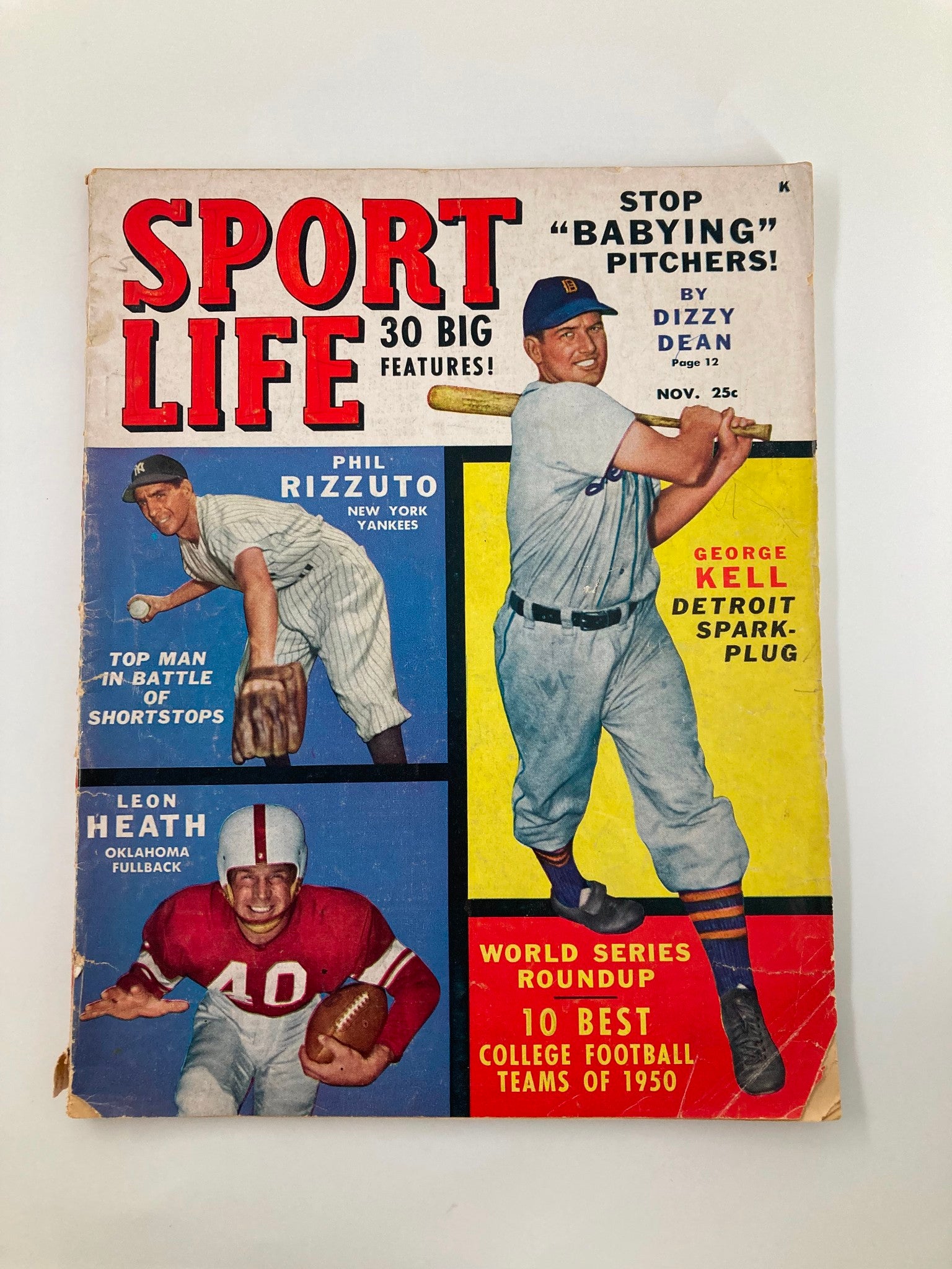 VTG Sport Life Magazine November 1950 Phil Rizzuto, George Kell No Label