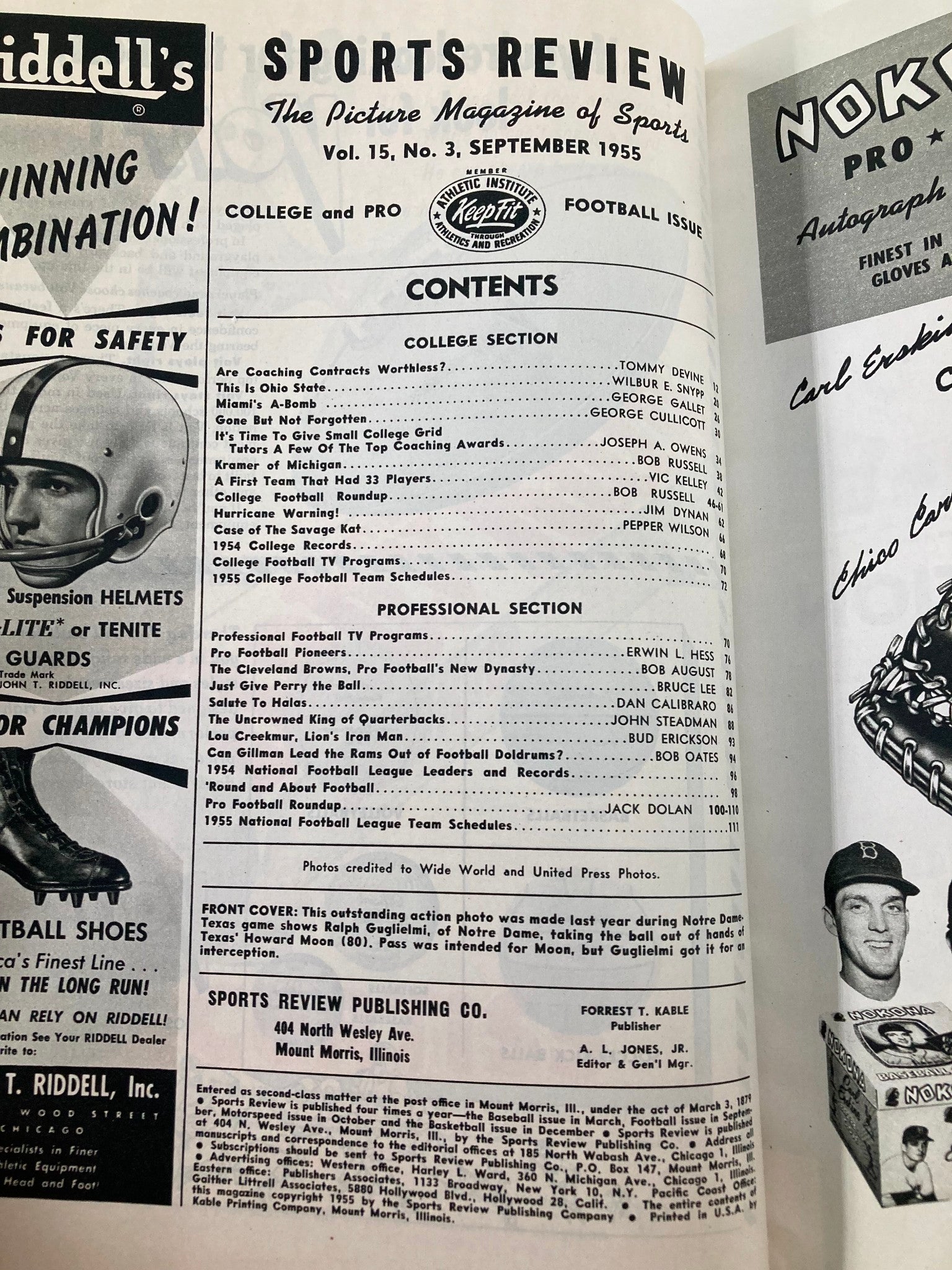 VTG Sports Review Football 1955 Miami's A-Bomb Joe 'Jet' Perry 49ers No Label