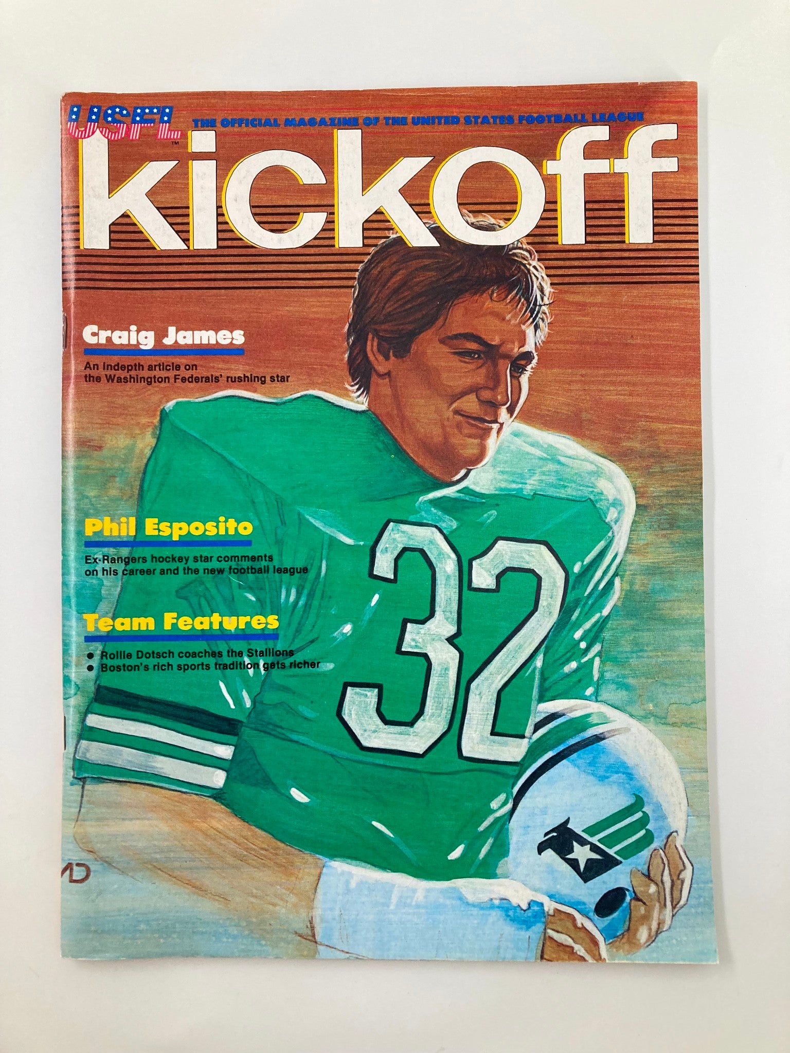 VTG USFL Kickoff Magazine 1983 Craig James, Phil Esposito No Label