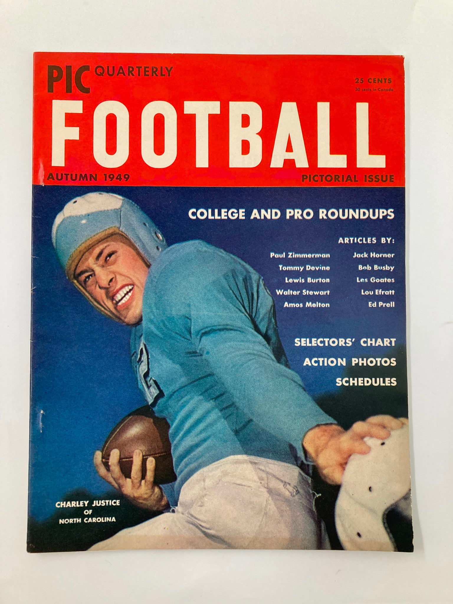 VTG Pic Quarterly Football Pictorial Issue Autumn 1949 Charley Justice No Label