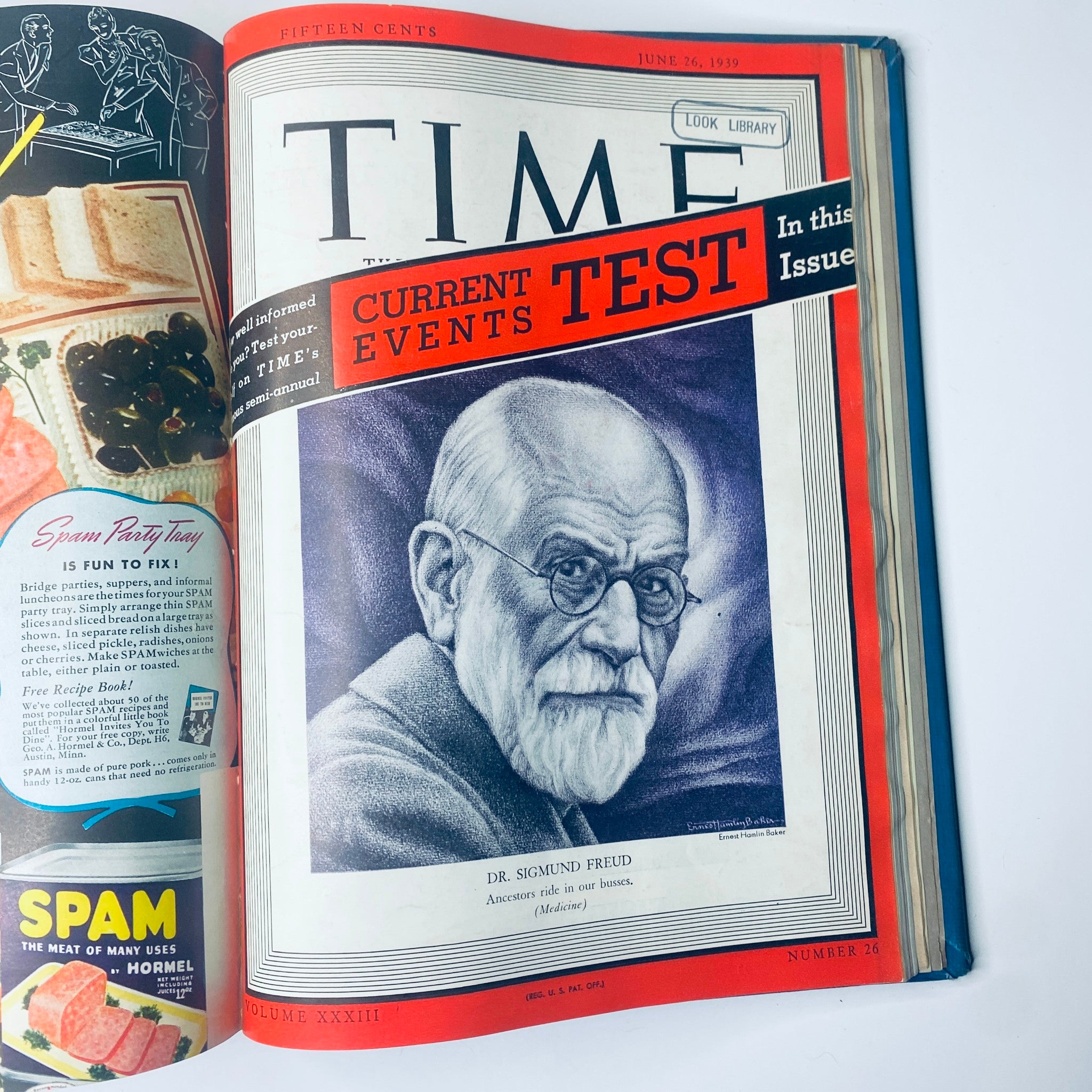 Cover of Time Magazine, June 26, 1939, featuring Dr. Sigmund Freud, part of the Time Magazine Library Bound April-June 26, 1939 collection.