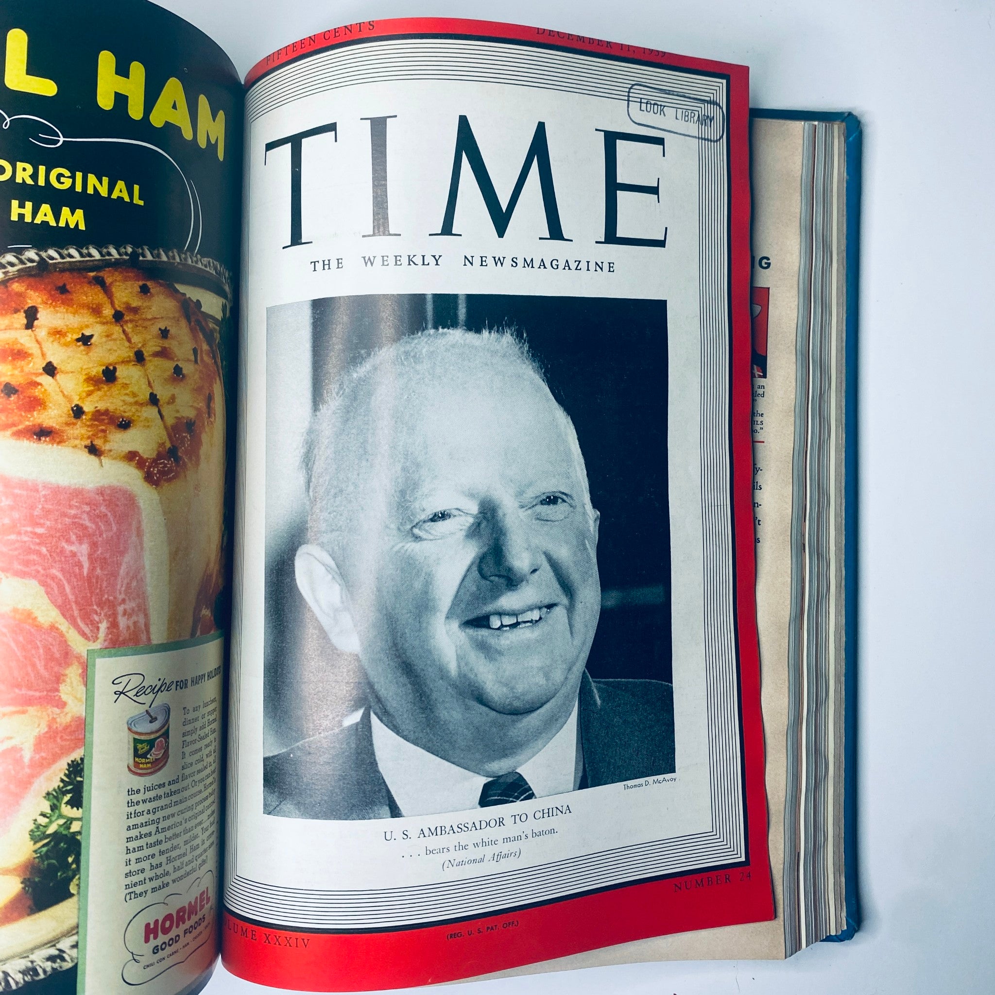 Time Magazine Library Bound October- Dec 1939 presenting U.S. Ambassador to China on the cover dated December 11, 1939, discussing foreign relations.