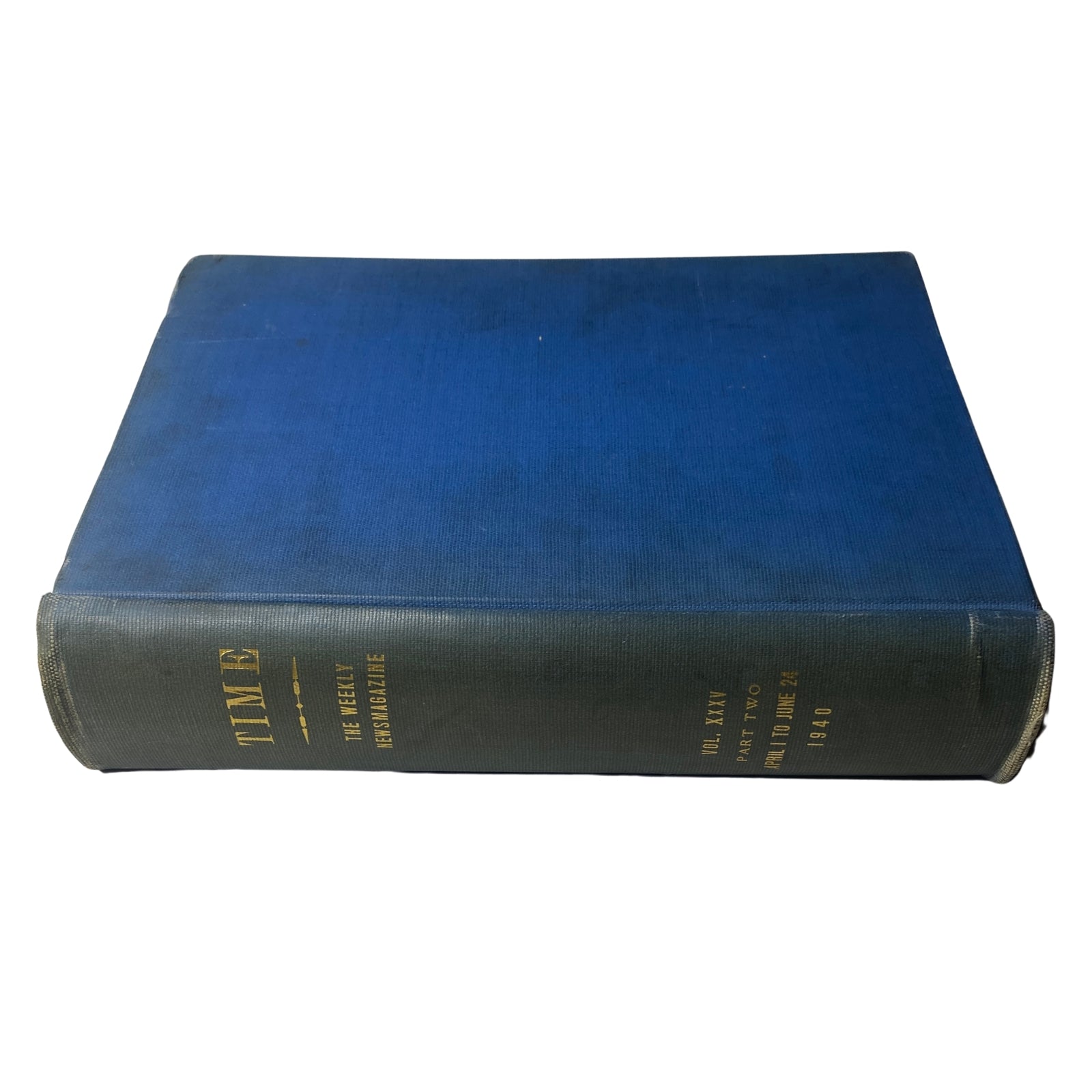 Spine view of the Library Bound Weekly containing Time Magazine issues for April 1 to June 24, 1940.