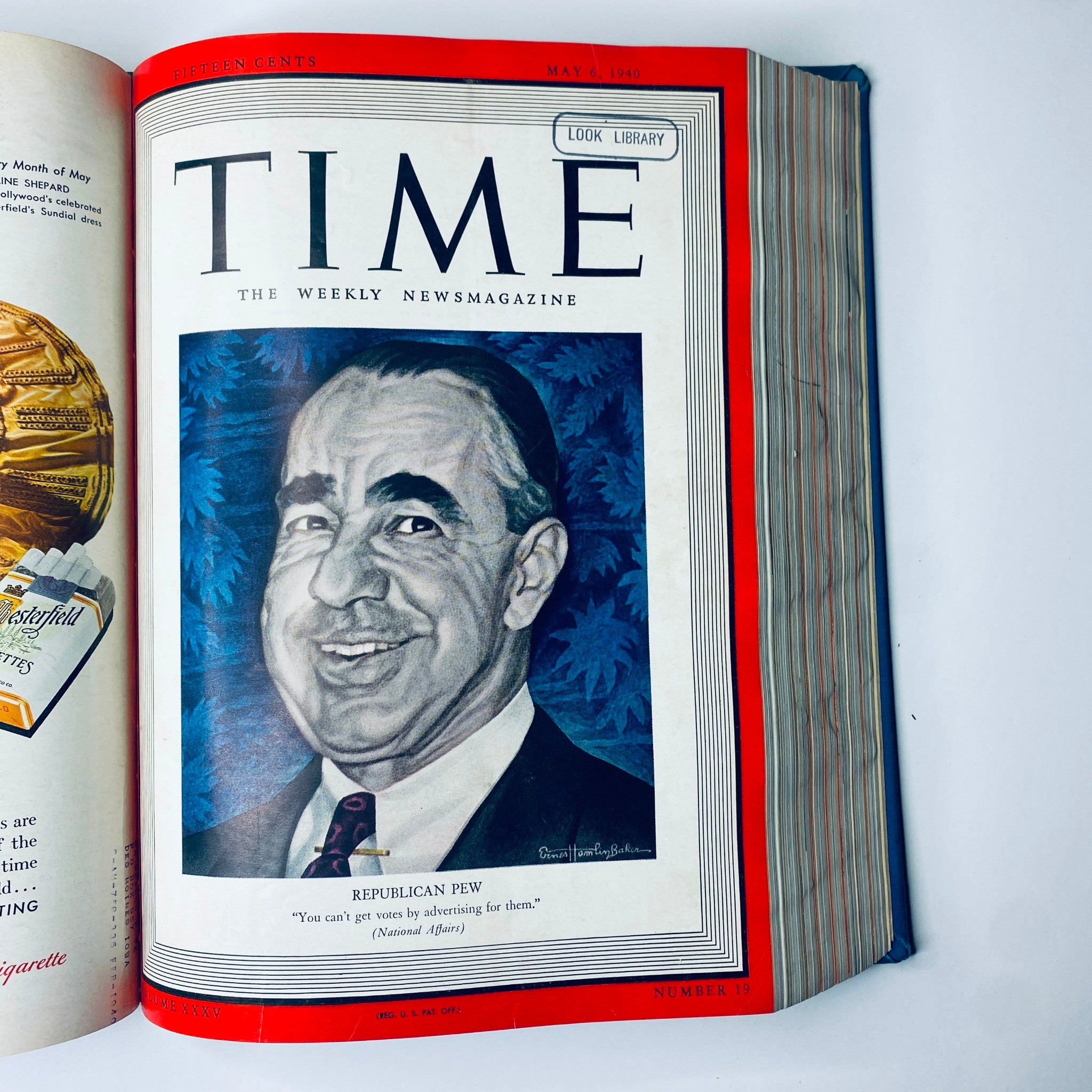 Time Magazine Library Bound Weekly April 1 to June 24, 1940 showcasing Republican Joseph N. Pew, reflecting the political climate of the era.