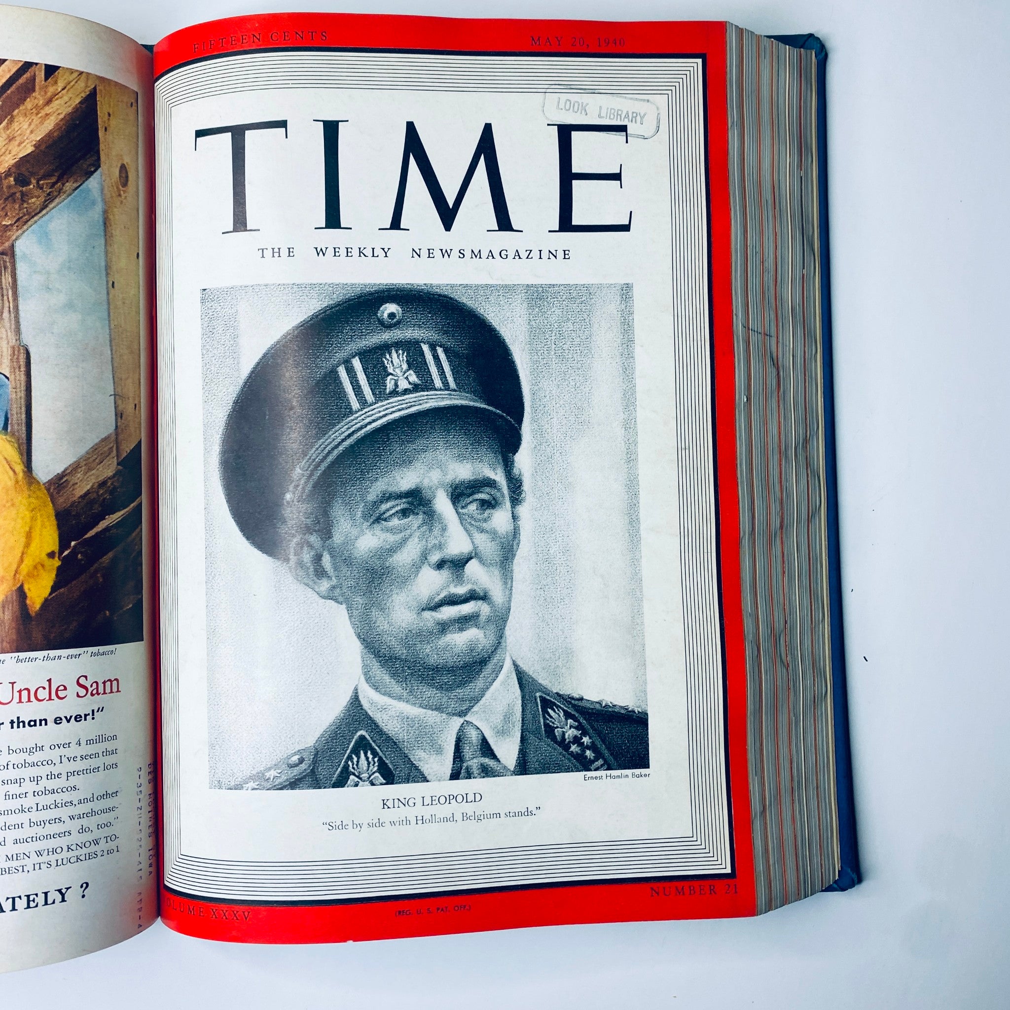 Time Magazine Library Bound Weekly April 1 to June 24, 1940 displaying King Leopold III of Belgium, shedding light on the monarchy's role amid wartime alliances.