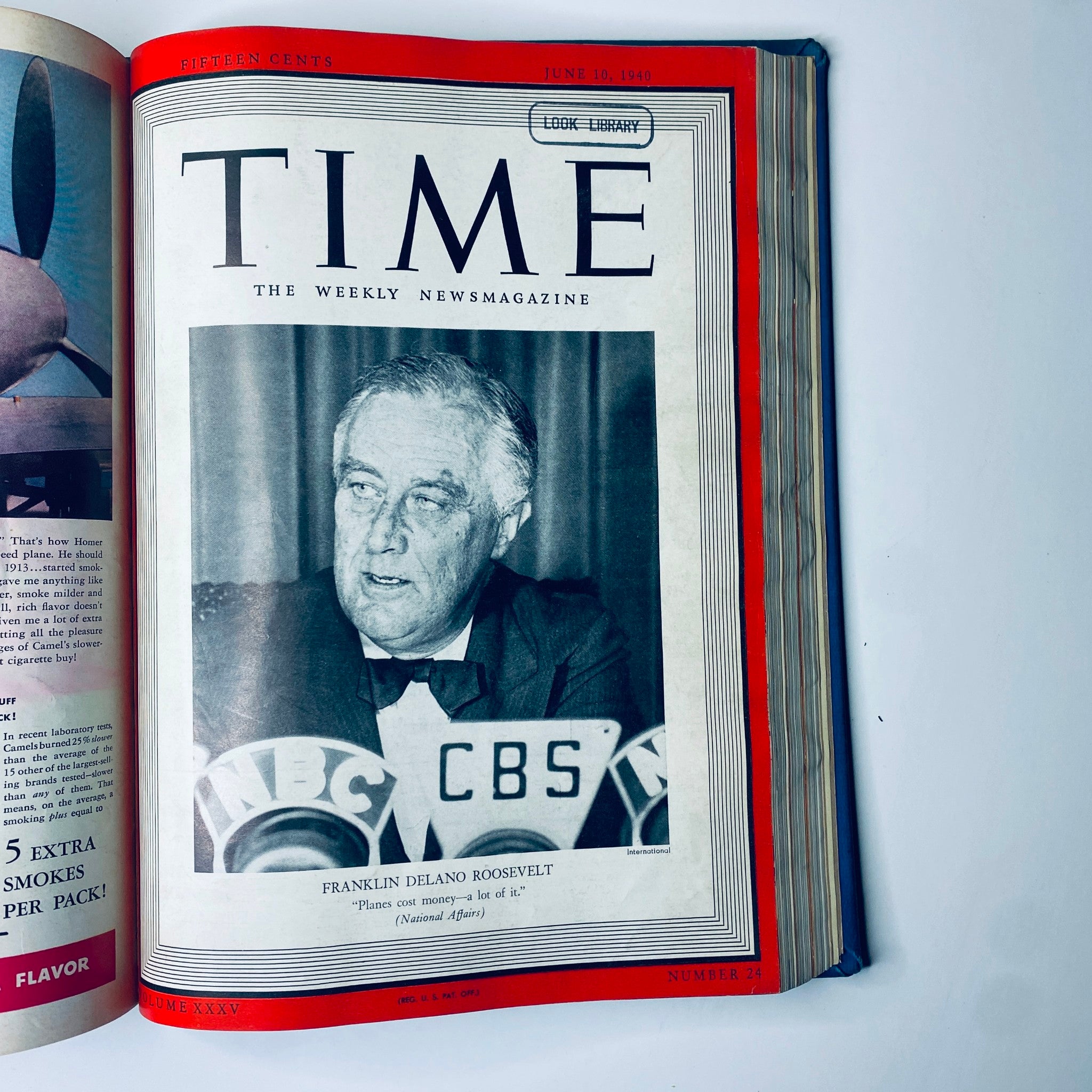 Cover of Time Library Bound Weekly Magazine – April 1 to June 24, 1940 featuring Franklin Delano Roosevelt at a press conference.