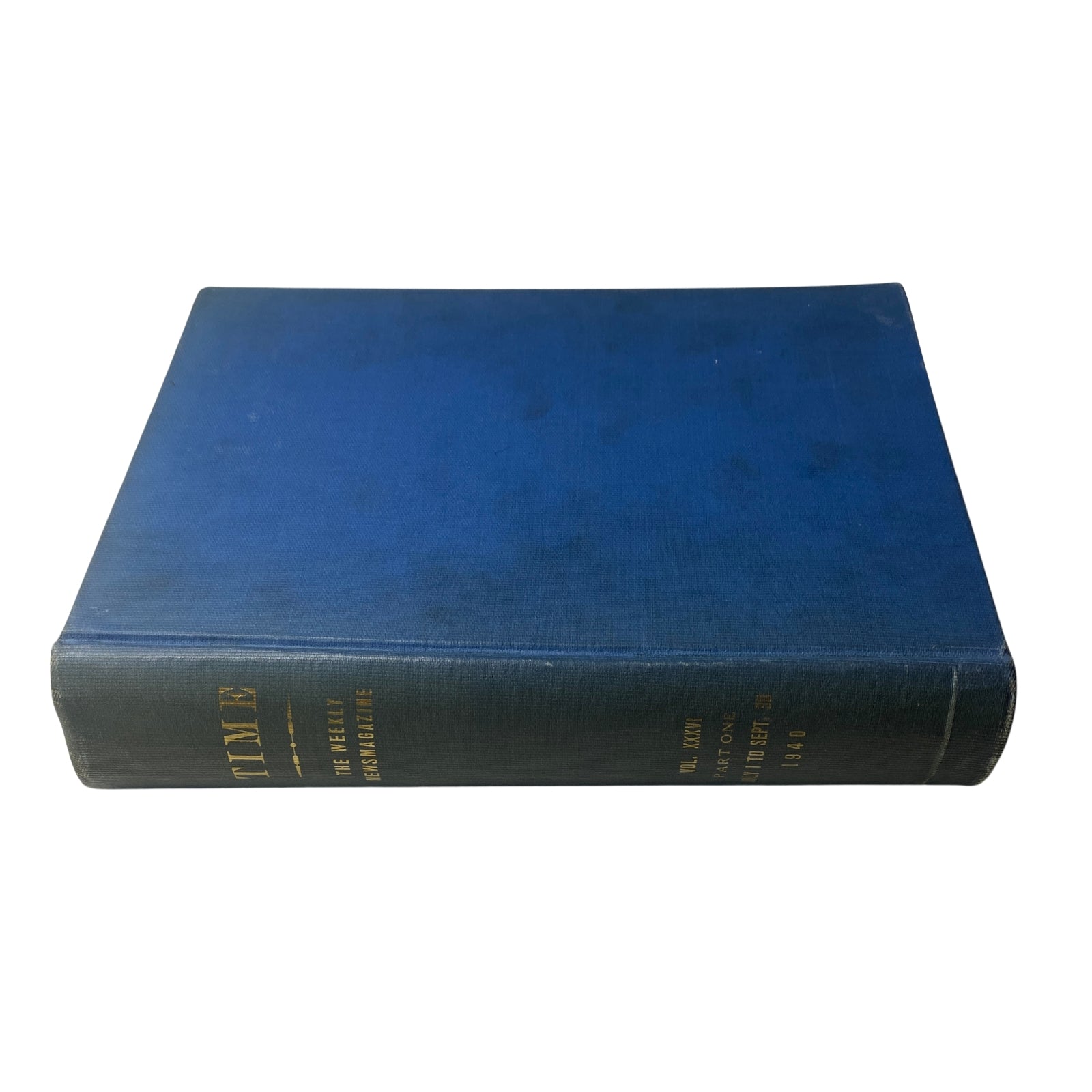 Library Bound Time Magazine from July to September 1940 featuring Winston Churchill - image shows the blue cover of the bound volume.