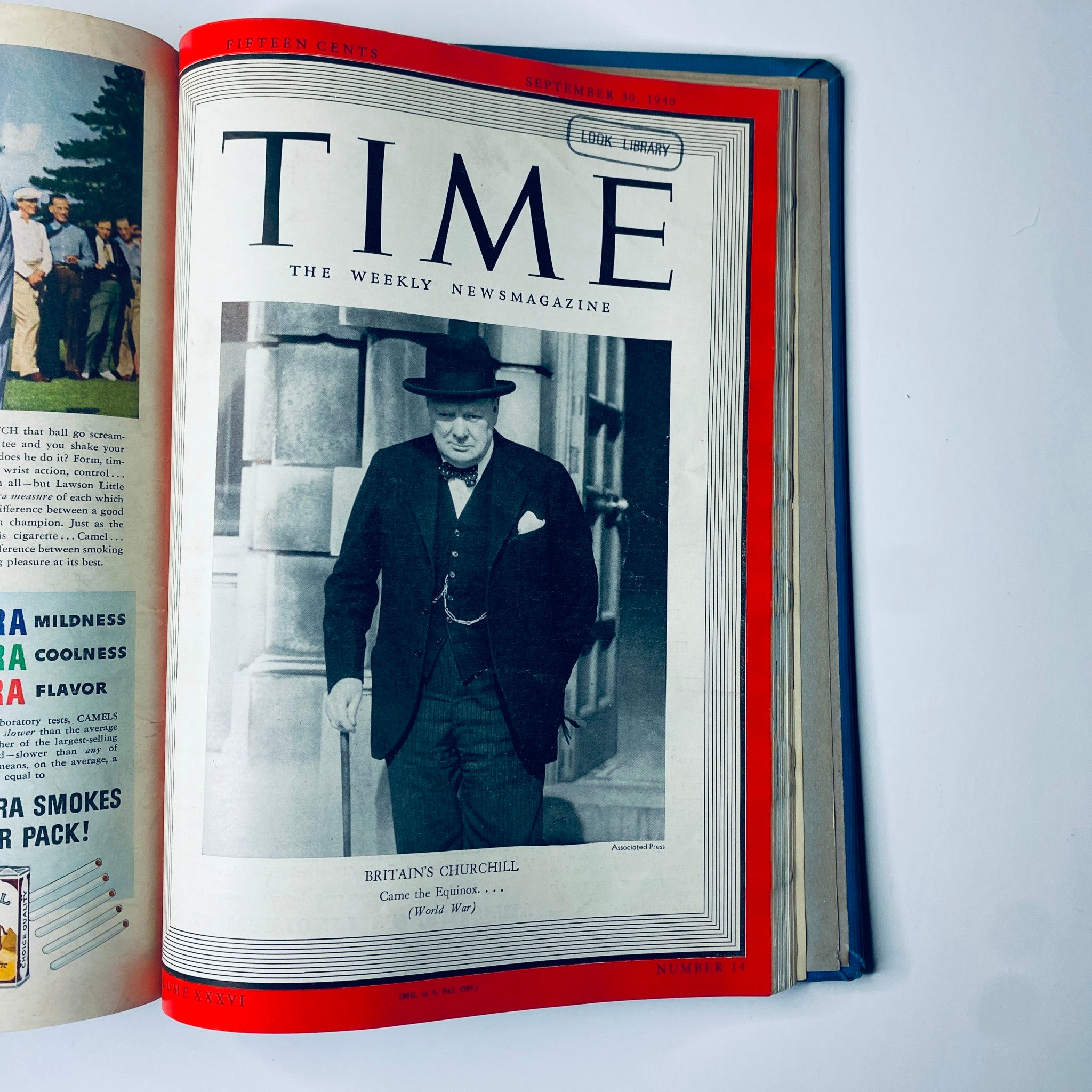 Time Magazine Library Bound July 1, 1940 - September 30, 1940 Winston Churchill, highlighting Winston Churchill himself on the cover, dated September 30, 1940.