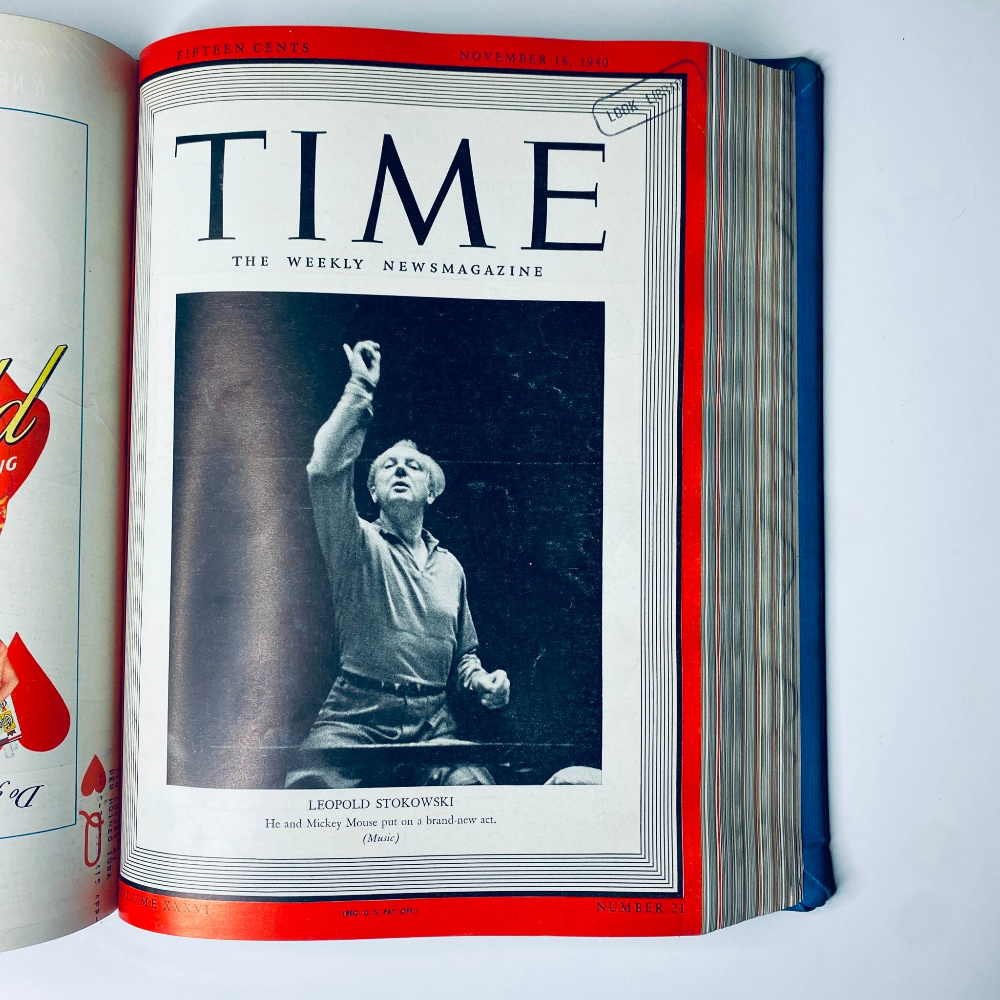 Time Magazine Library Bound Weekly October 7, 1940 - December 30, 1940 depicting Leopold Stokowski on the cover, noted for his musical contributions.