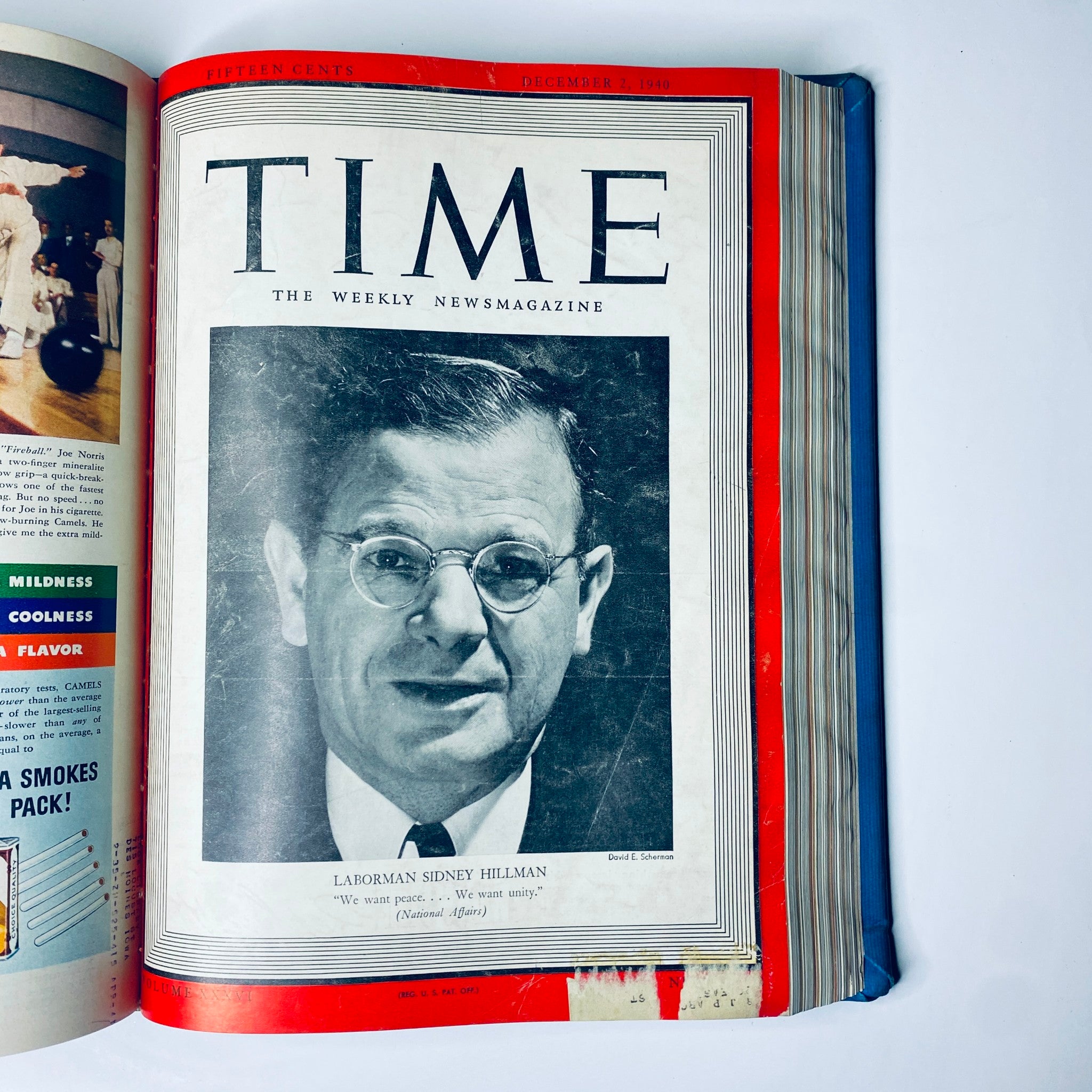 Cover of Time Magazine Library Bound Weekly, highlighting labor leader Sidney Hillman, published on December 2, 1940.