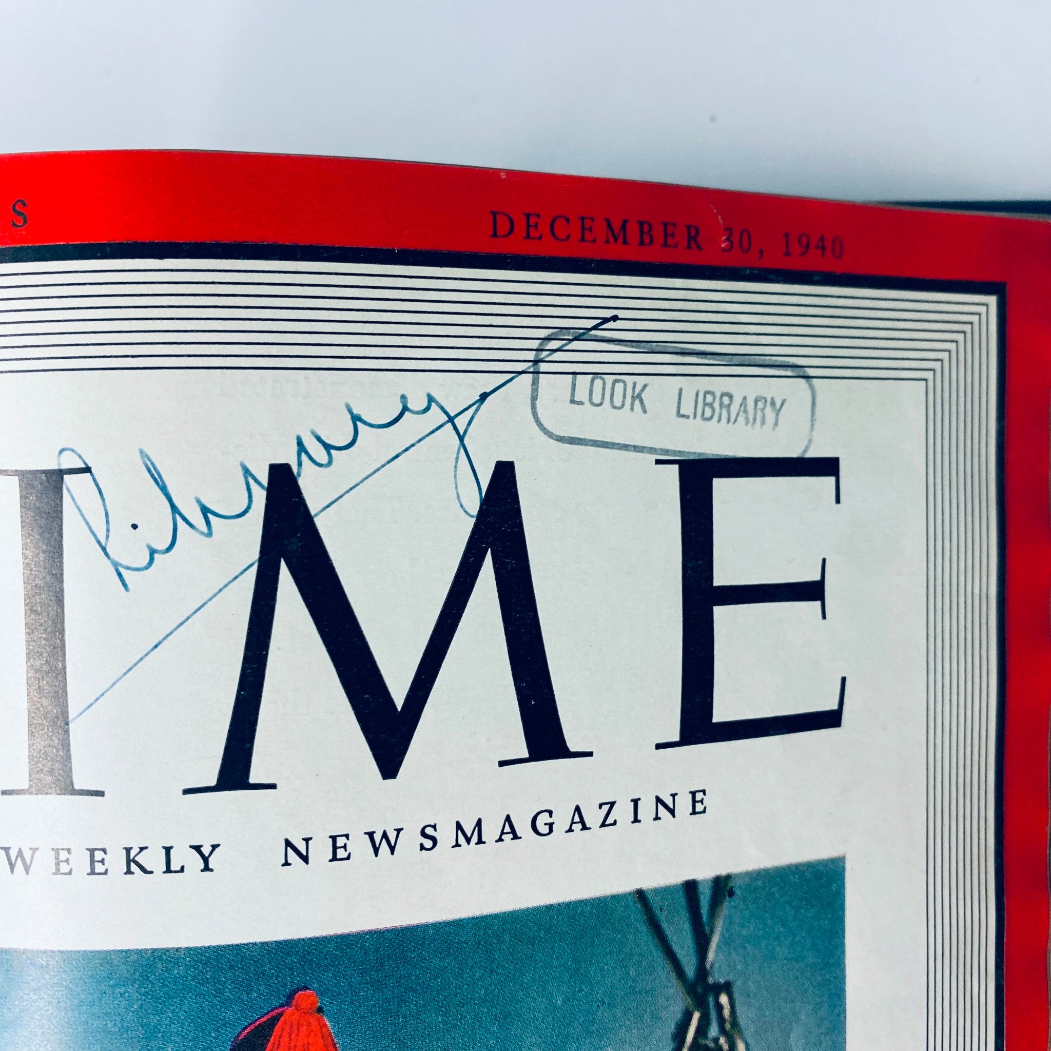 Close-up of the December 30, 1940 cover of Time Library Bound Weekly Magazine, showcasing the title prominently with a 'Look Library' stamp, under the collection titled 'Time Magazine Library Bound Weekly October 7, 1940 - December 30, 1940'.