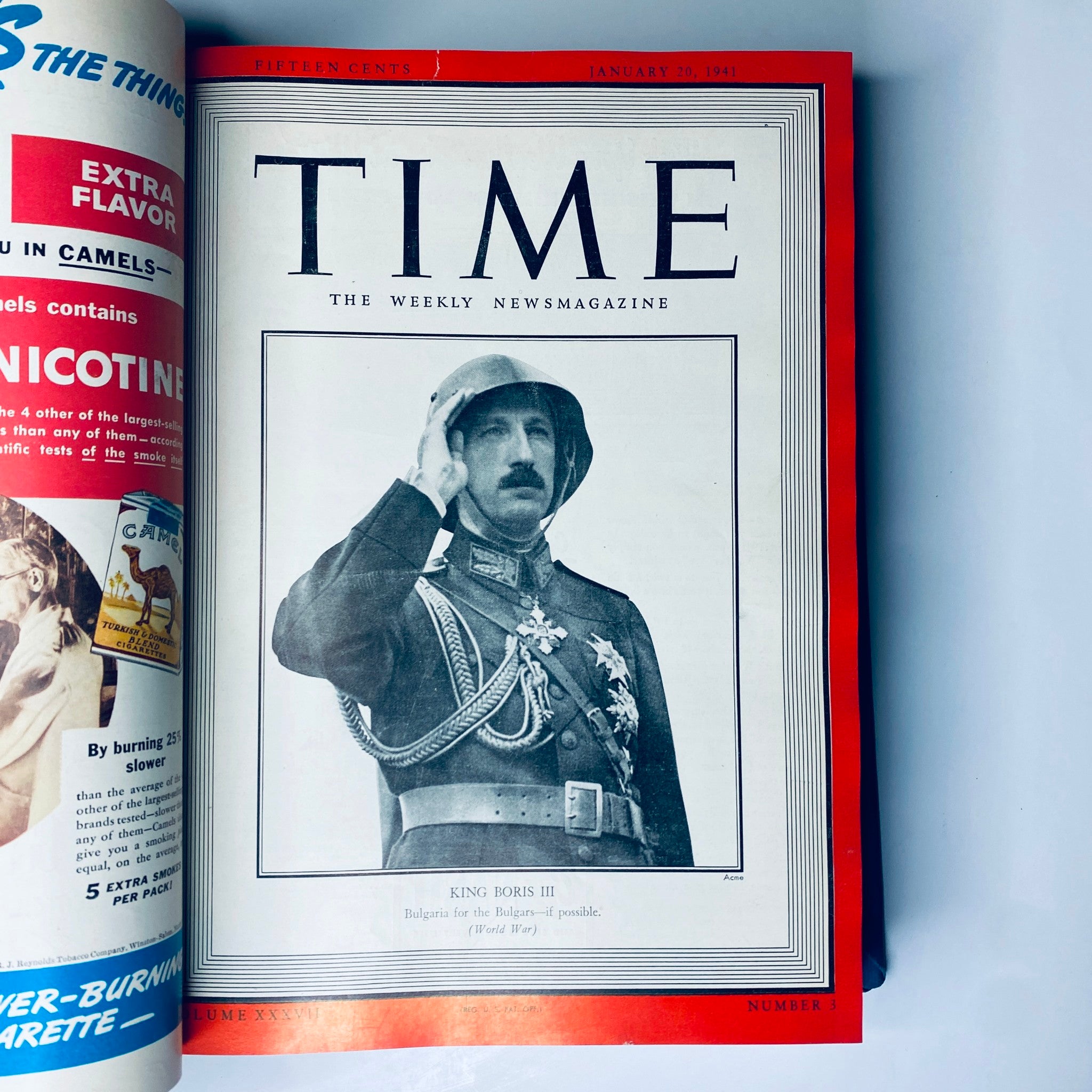 Cover of Time Magazine from January 20, 1941, illustrating 'King Boris III of Bulgaria,' part of Library Bound collection.