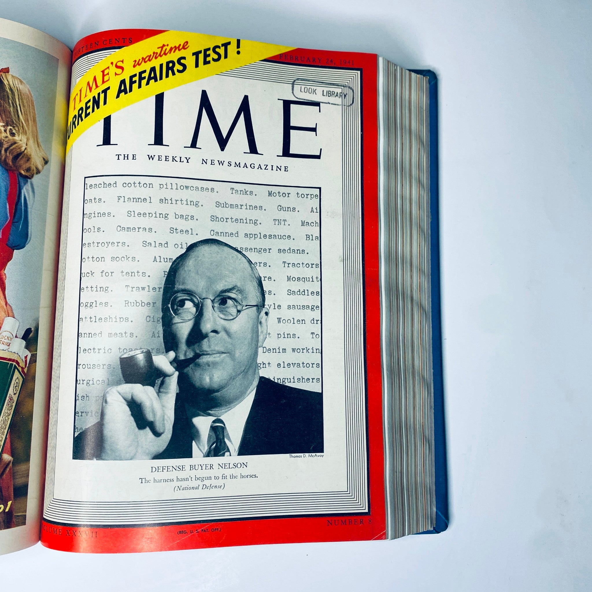 Time Magazine cover from February 24, 1941, illustrating Defense Buyer Donald M. Nelson, part of the Time Magazine Library Bound January 6 - March 31, 1941.