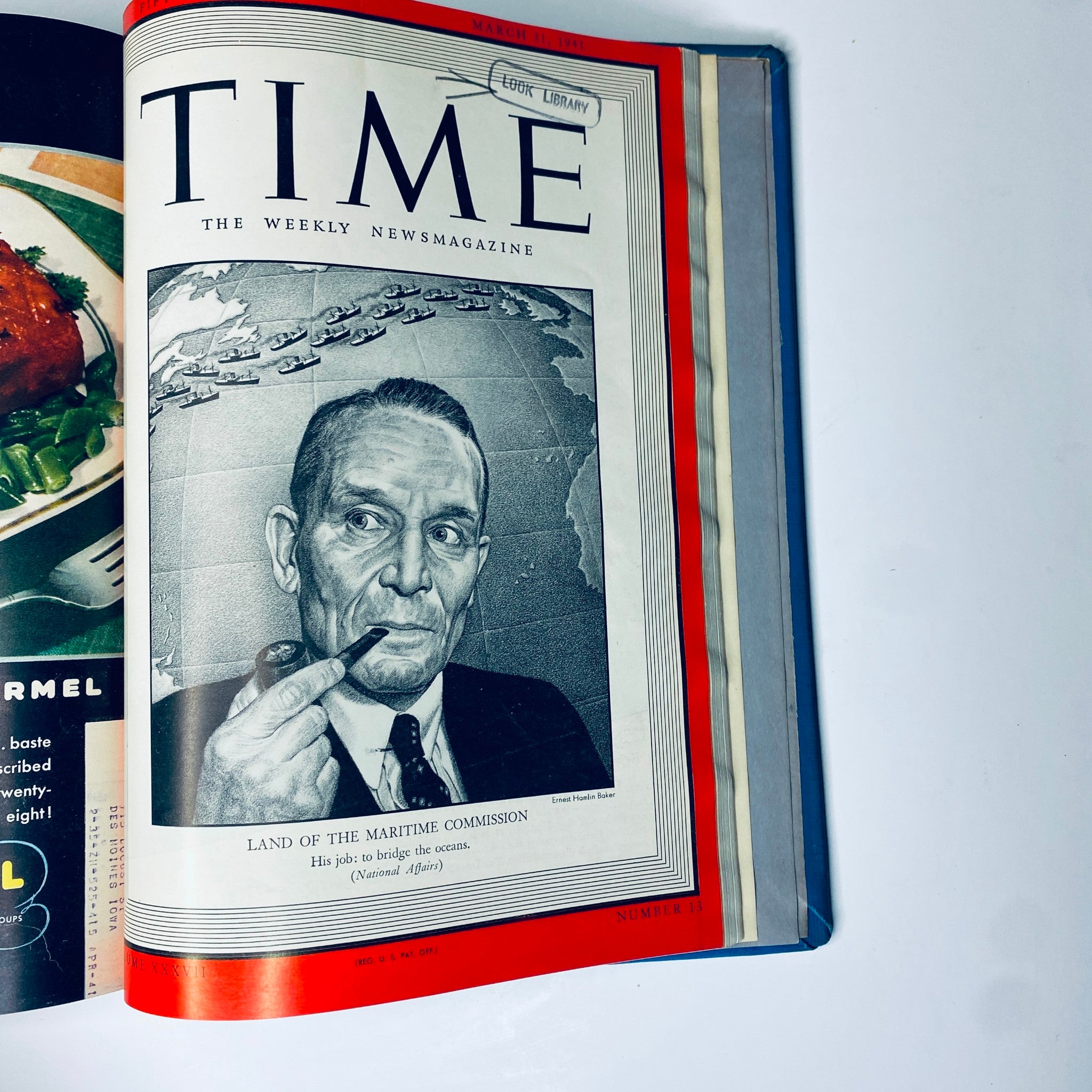 Cover page of Time Magazine dated March 31, 1941, showcasing Land of the Maritime Commission. Part of the Time Magazine Library Bound January 6 to March 31, 1941.