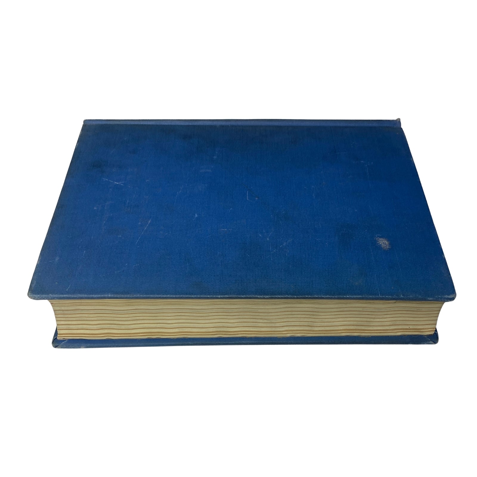 Time Magazine Library Bound January 6, 1941 - March 31, 1941 Winston Churchill, top view of the blue vintage bound magazine highlighting the edges.