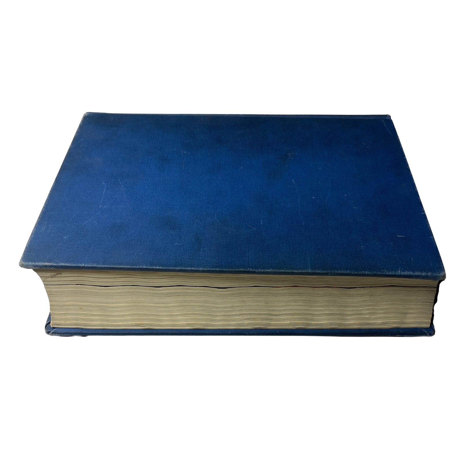 Top view of the Time Magazine Library Bound edition from January 3 to March 28, 1938, highlighting the blue cover and page edges.