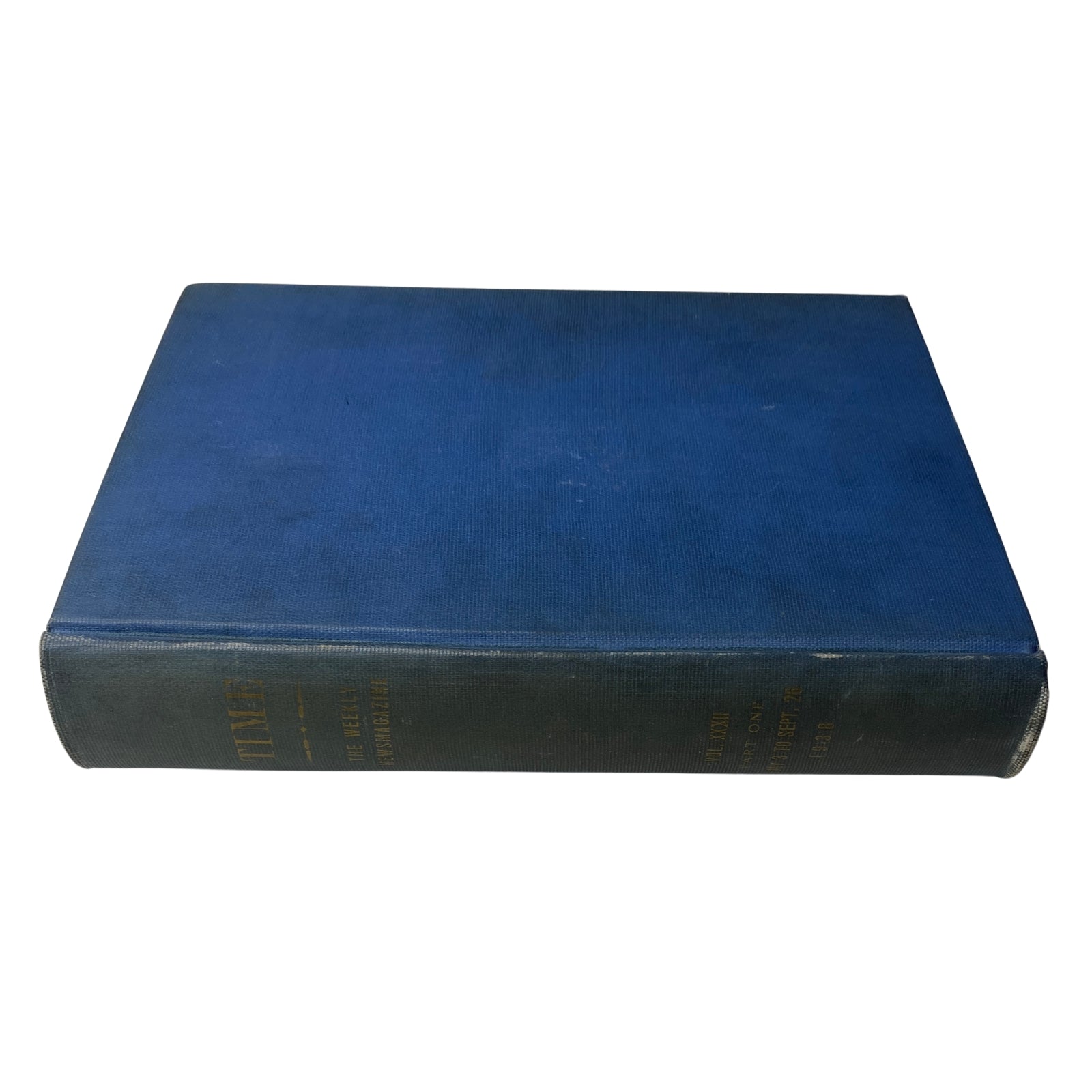 Library bound edition of Time Magazine covering the period from July 3, 1938 to September 26, 1938, featuring a solid blue cover.