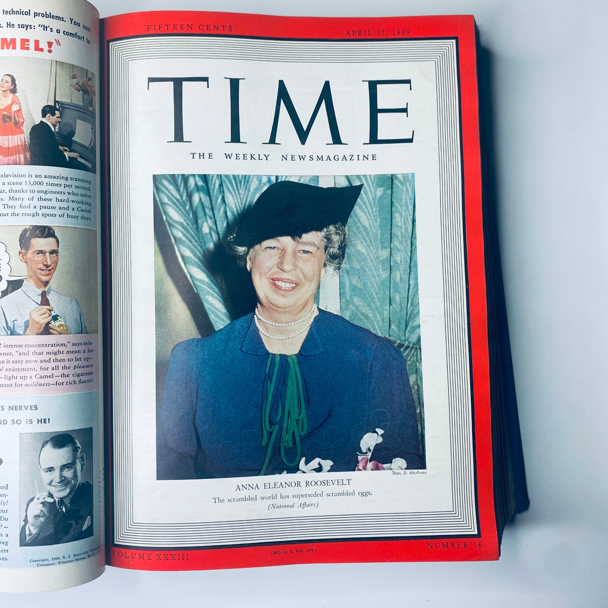 Time Magazine cover from April 17, 1939 featuring Anna Eleanor Roosevelt, titled 'Time Magazine Library Bound April- June 26, 1939 Hitler’s Heinrich Himmler'. The cover includes an engaging portrait emphasizing her role.