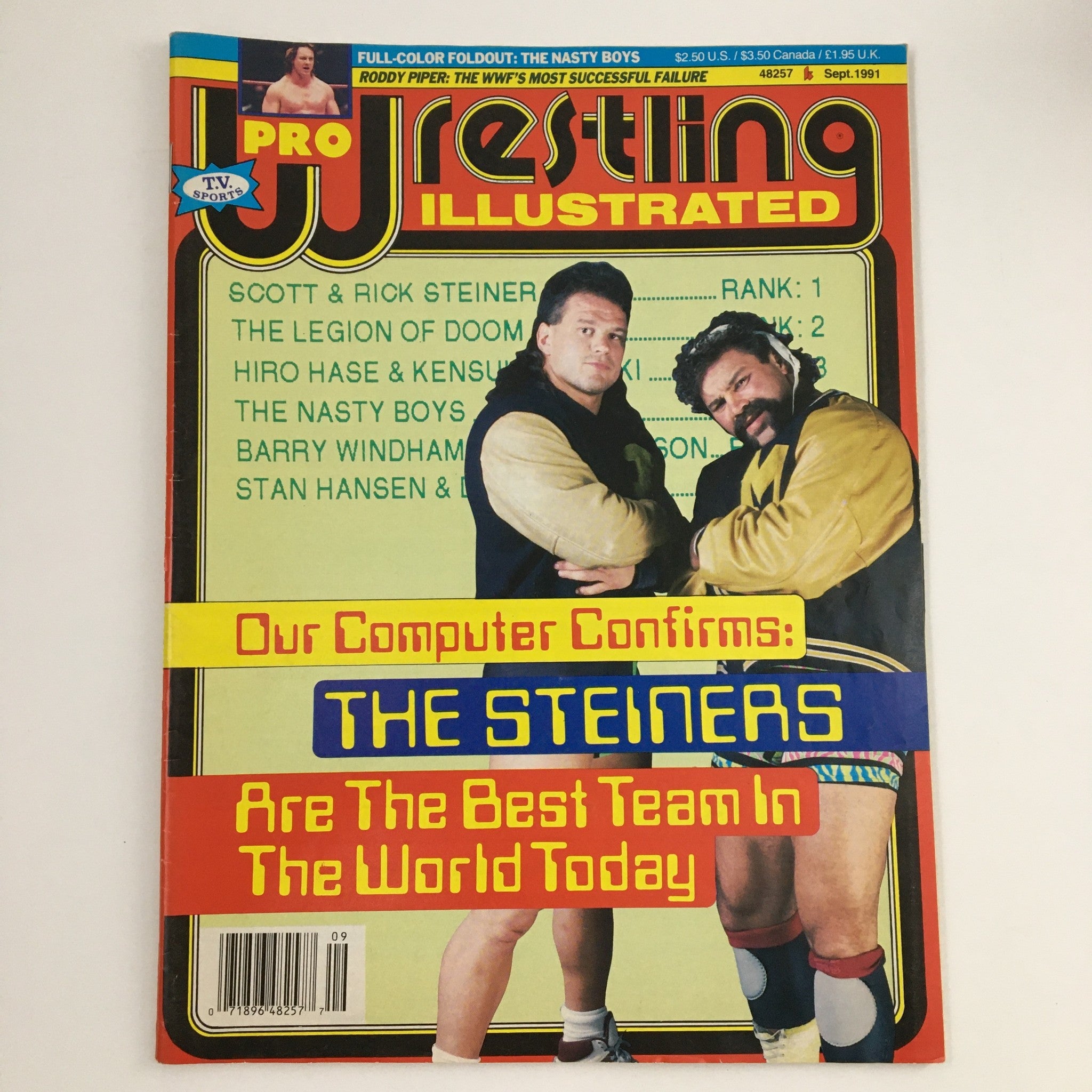 Pro Wrestling Illustrated September 1991 featuring The Steiner Brothers on the cover, highlighting their ranking and asserting they are the best team in the world today.