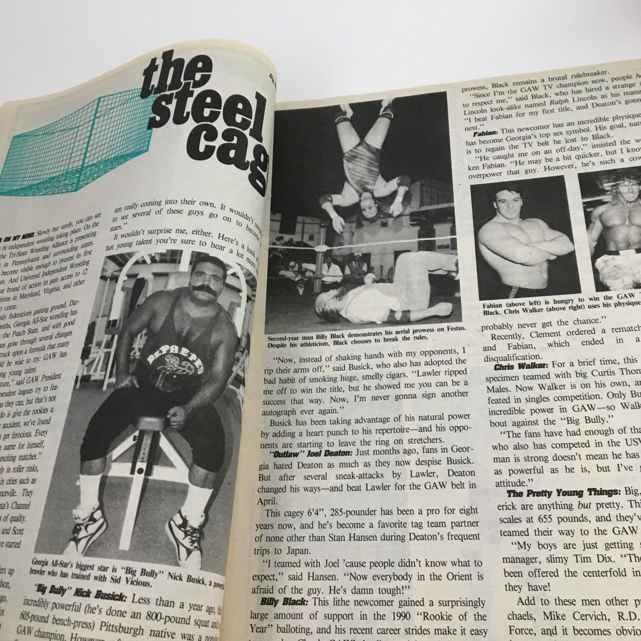 Pro Wrestling Illustrated September 1991 showcasing a steel cage wrestling match with Billy Black and other wrestlers.