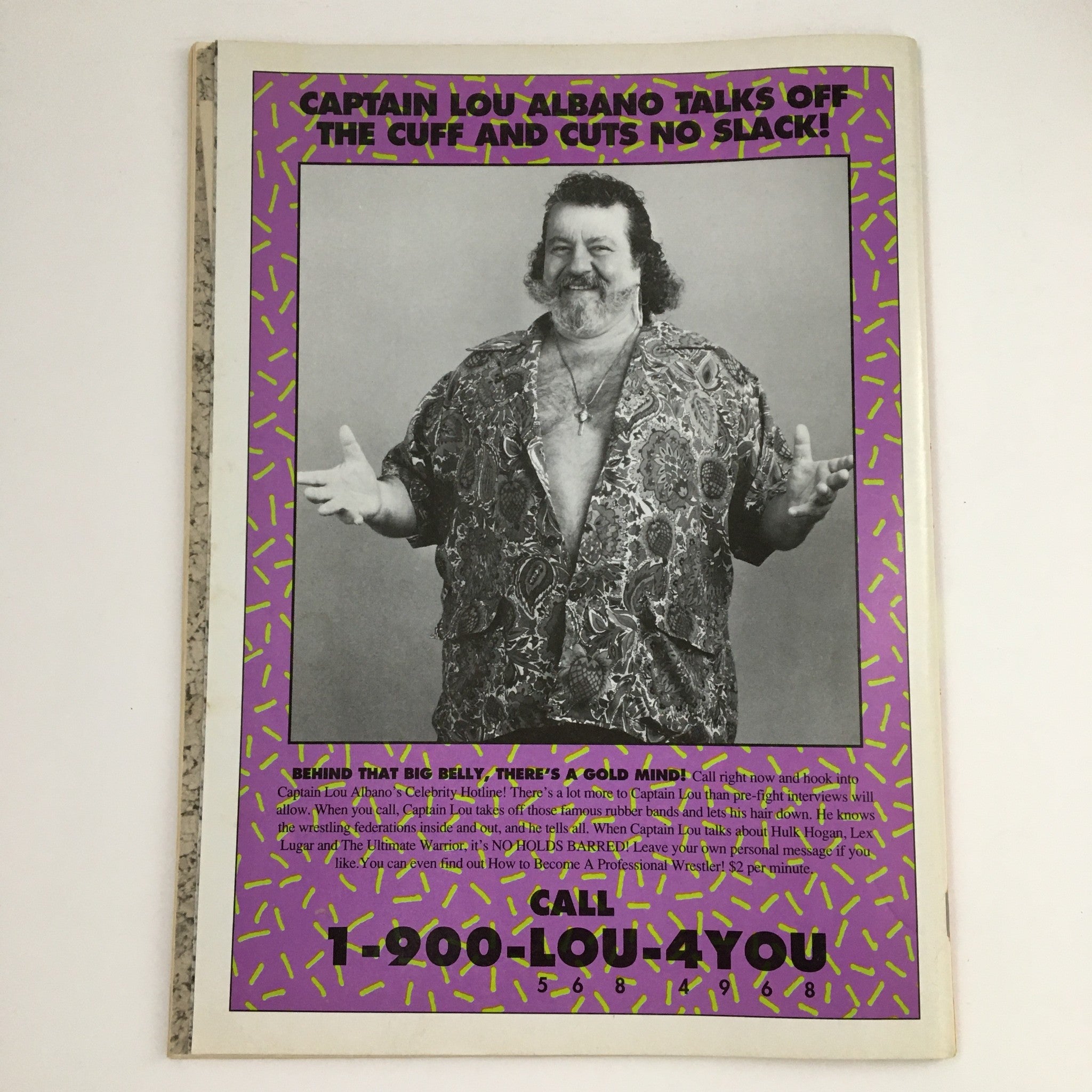 Pro Wrestling Illustrated September 1991 cover featuring Captain Lou Albano promoting his celebrity hotline and wrestling insights.