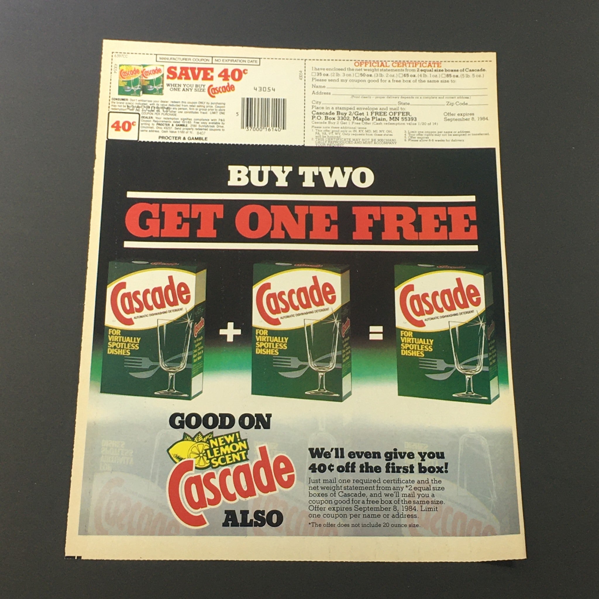 VTG Retro 1984 Gatorade Thirst Quencher Buy 1 Take 1 FREE Print Ad Coupon