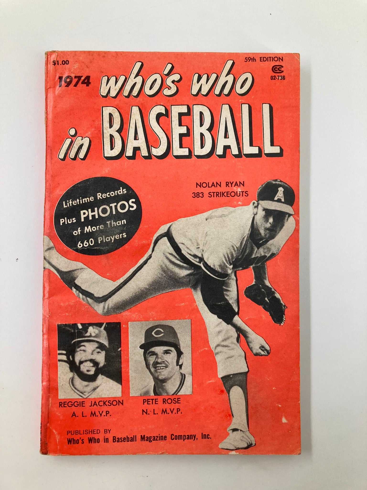 VTG Who's Who in Baseball 1974 59th Edition Nolan Ryan 383 Strikeouts No Label