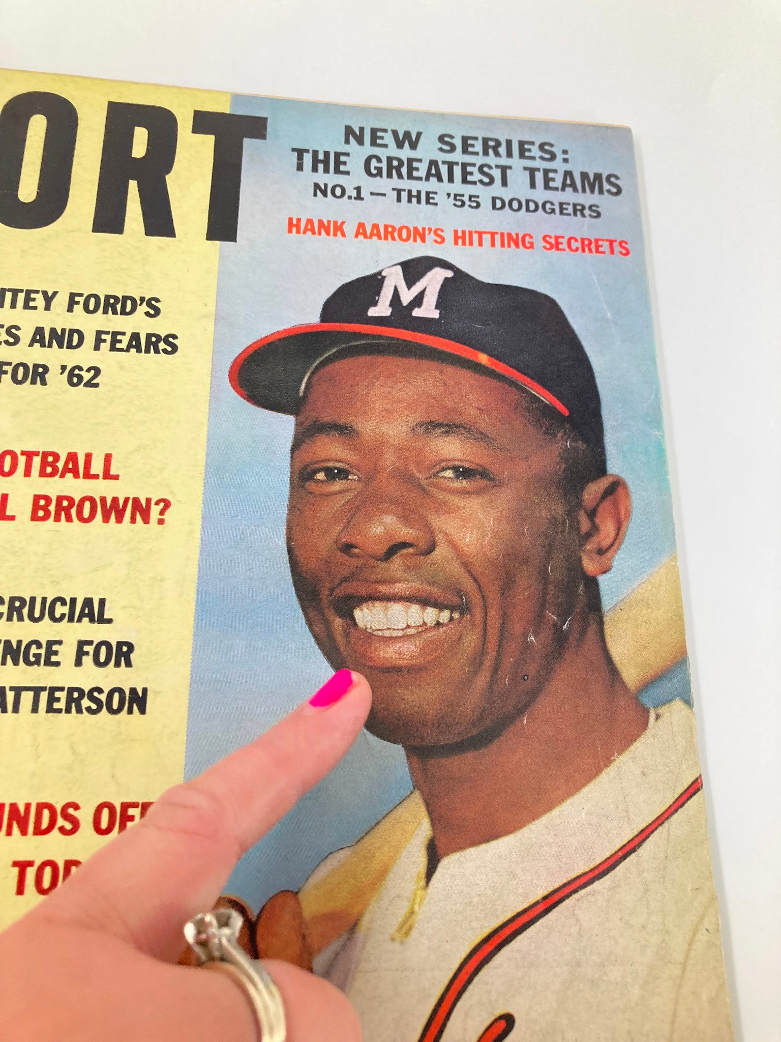 VTG Sport Magazine June 1962 Hank Aaron, Whitey Ford and Luis Aparicio No Label