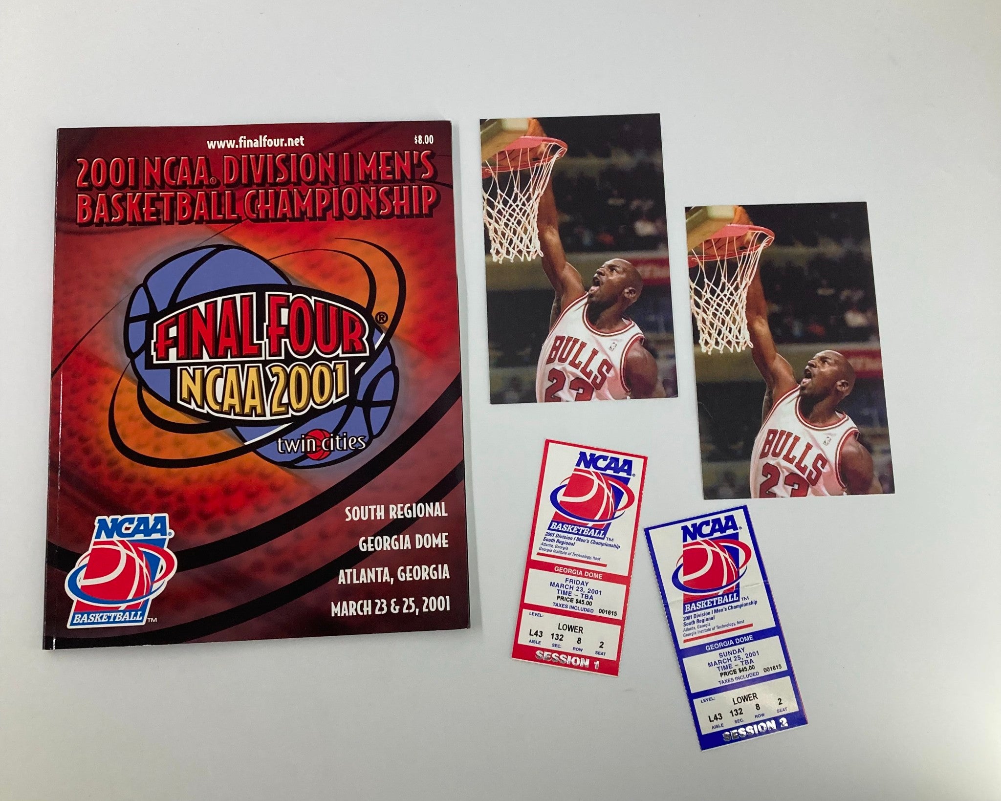 2001 NCAA Division I Men's Basketball Championship Final Four program w tickets