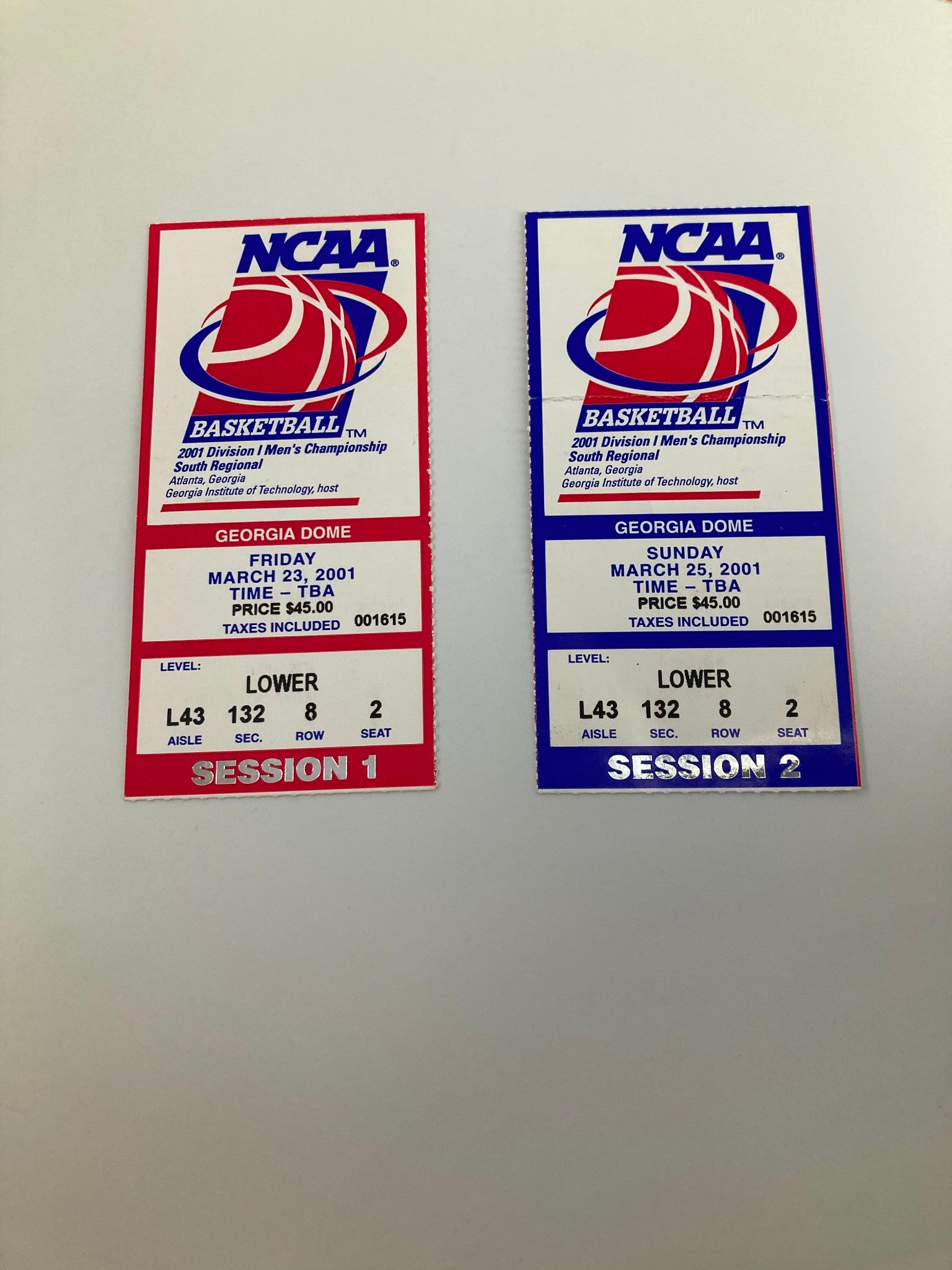 2001 NCAA Division I Men's Basketball Championship Final Four program w tickets