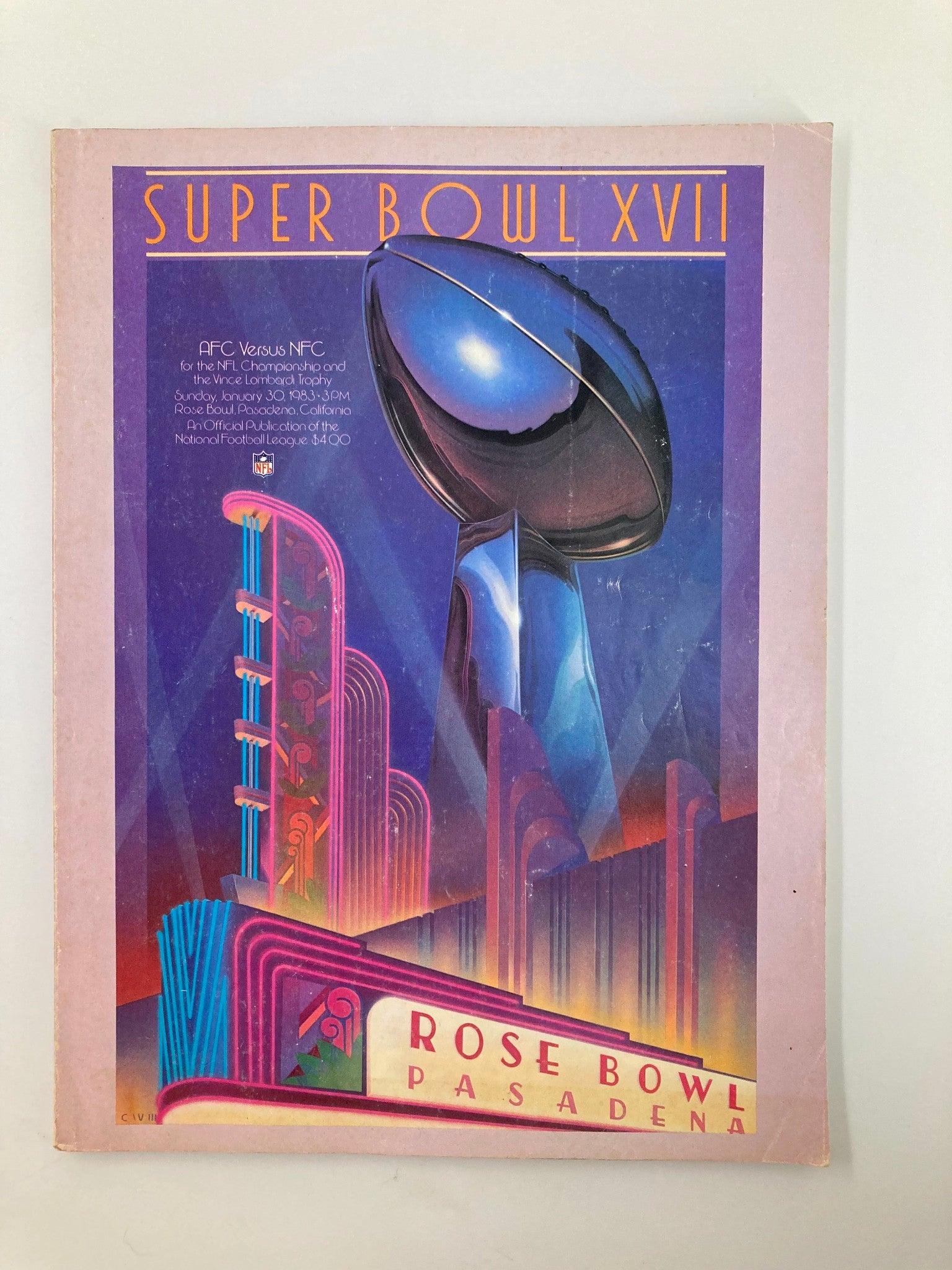 1982 NFL Super Bowl XVII Magazine AFC vs NFC Vince Lambordi Trophy