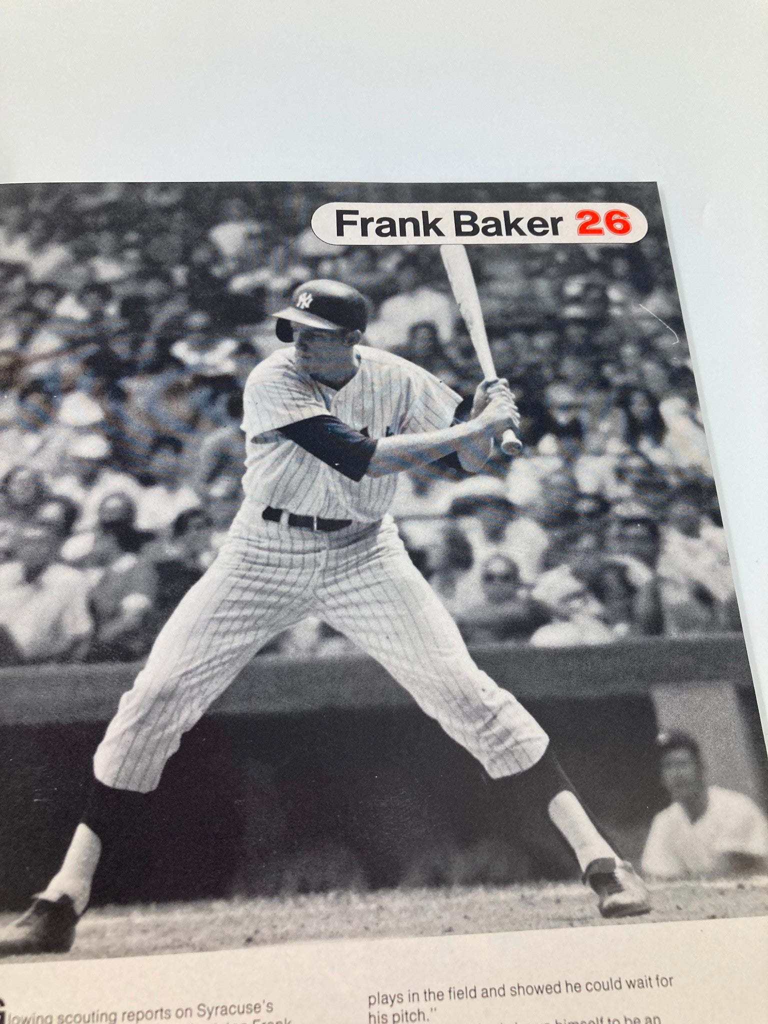 1971 MLB New York Yankees Official Yearbook Jack Aker, Frank Baker