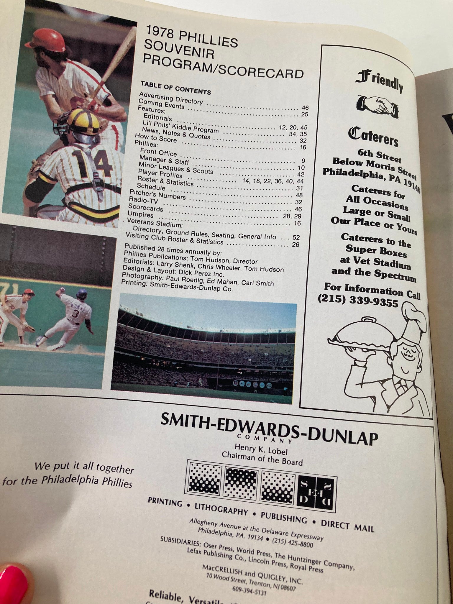 1978 MLB Philadelphia Phillies Souvenir Program / Scorecard