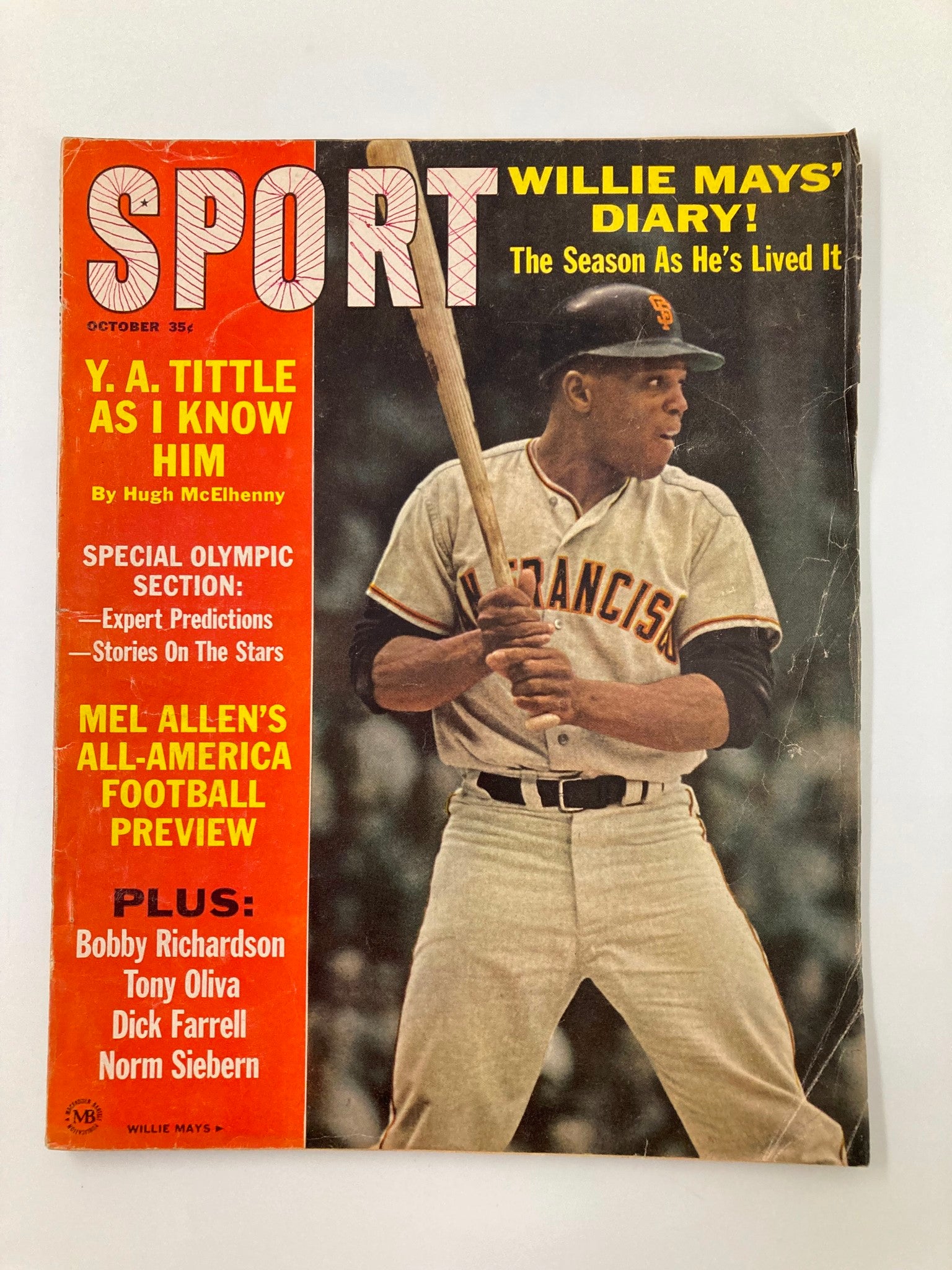 VTG Sport Magazine October 1964 Willie Mays' Diary & Y.A. Tittle No Label