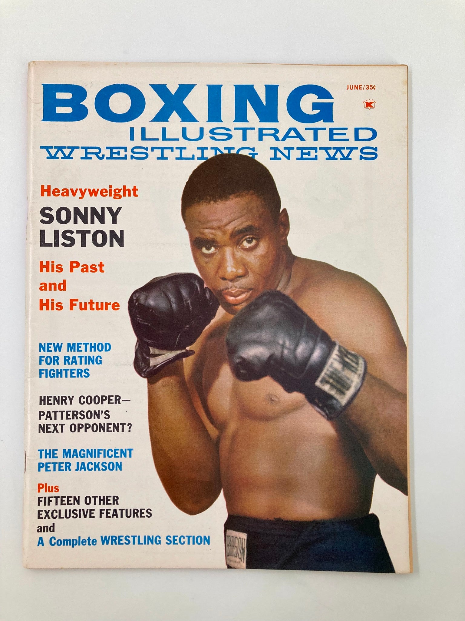 VTG Boxing Illustrated Wrestling News June 1961 featuring Sonny Liston on the cover, showcasing the heavyweight boxer in action alongside the magazine title.