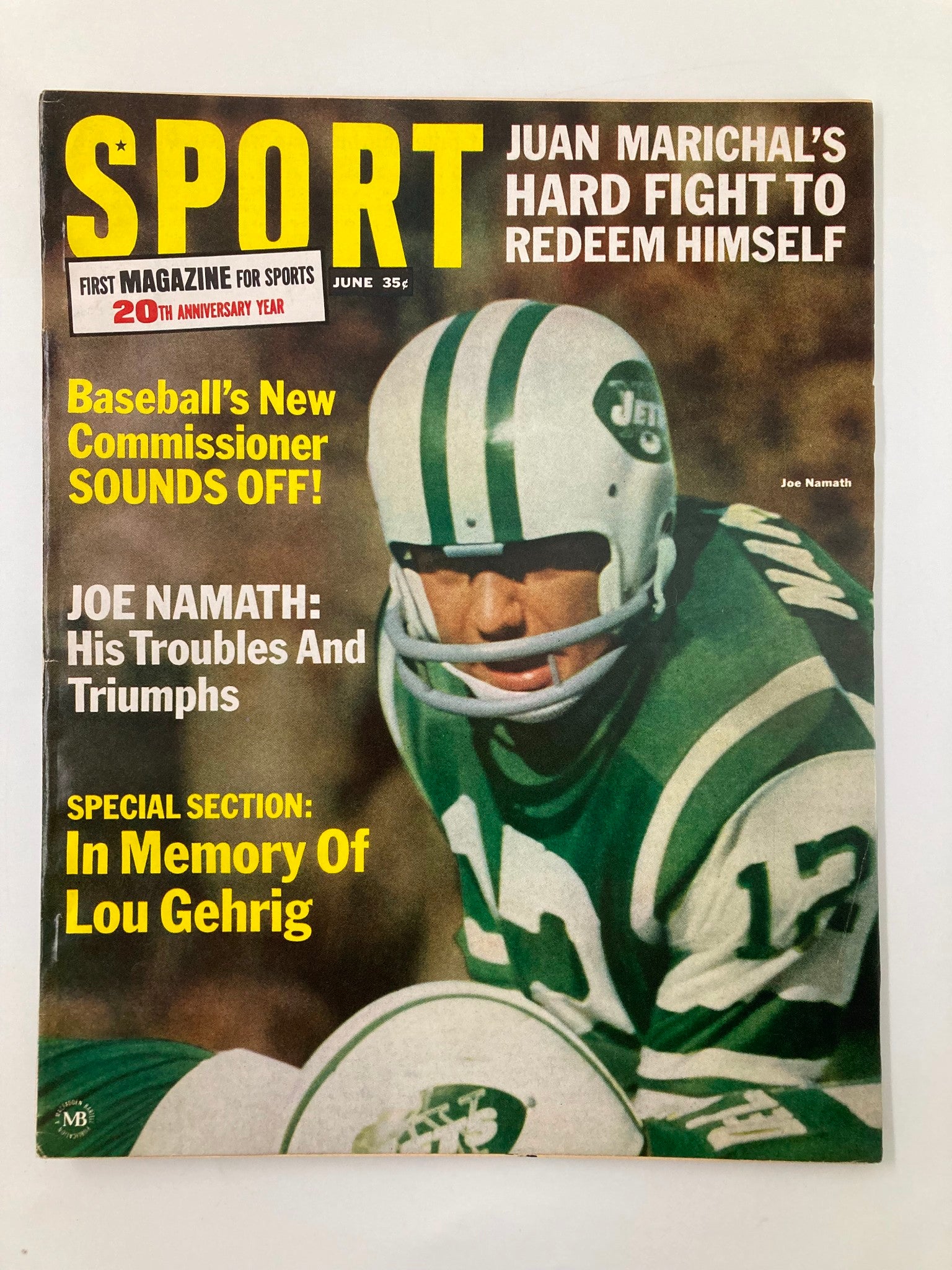 VTG Sport Magazine June 1966 Joe Namath, In Memory of Lou Gehrig No Label