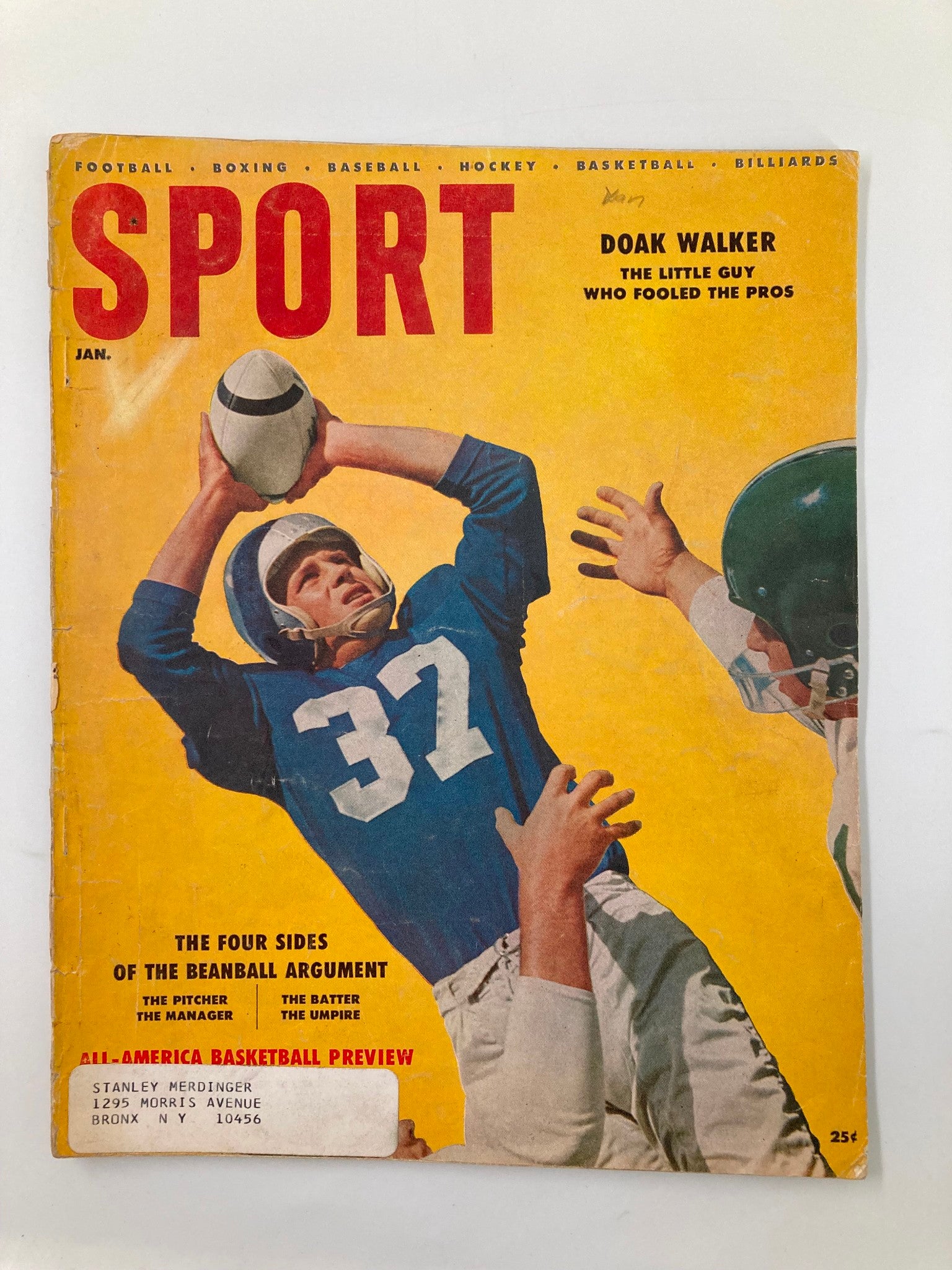 VTG Sport Magazine January 1956 Doak Walker The Little Guy Who Fooled The Pros