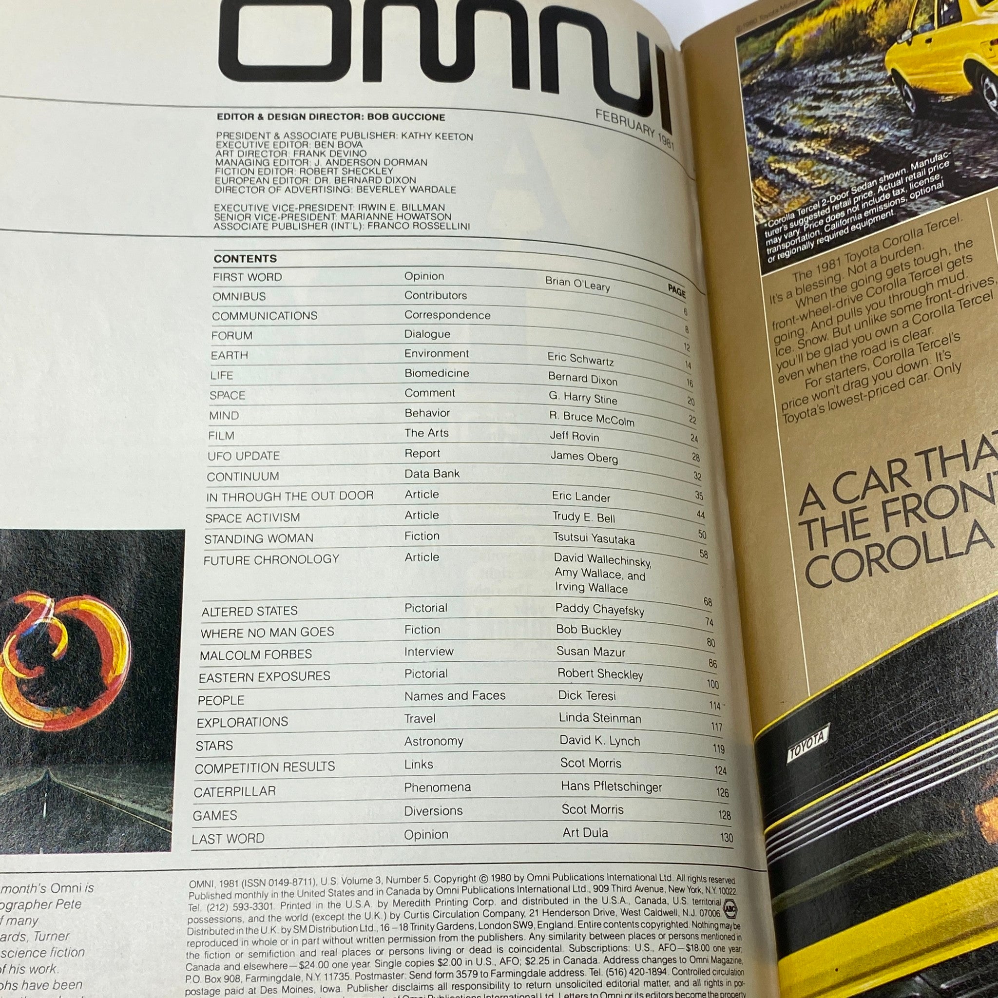 Omni Magazine February 1981 Politics of Space New Horizons Subliminal No Label