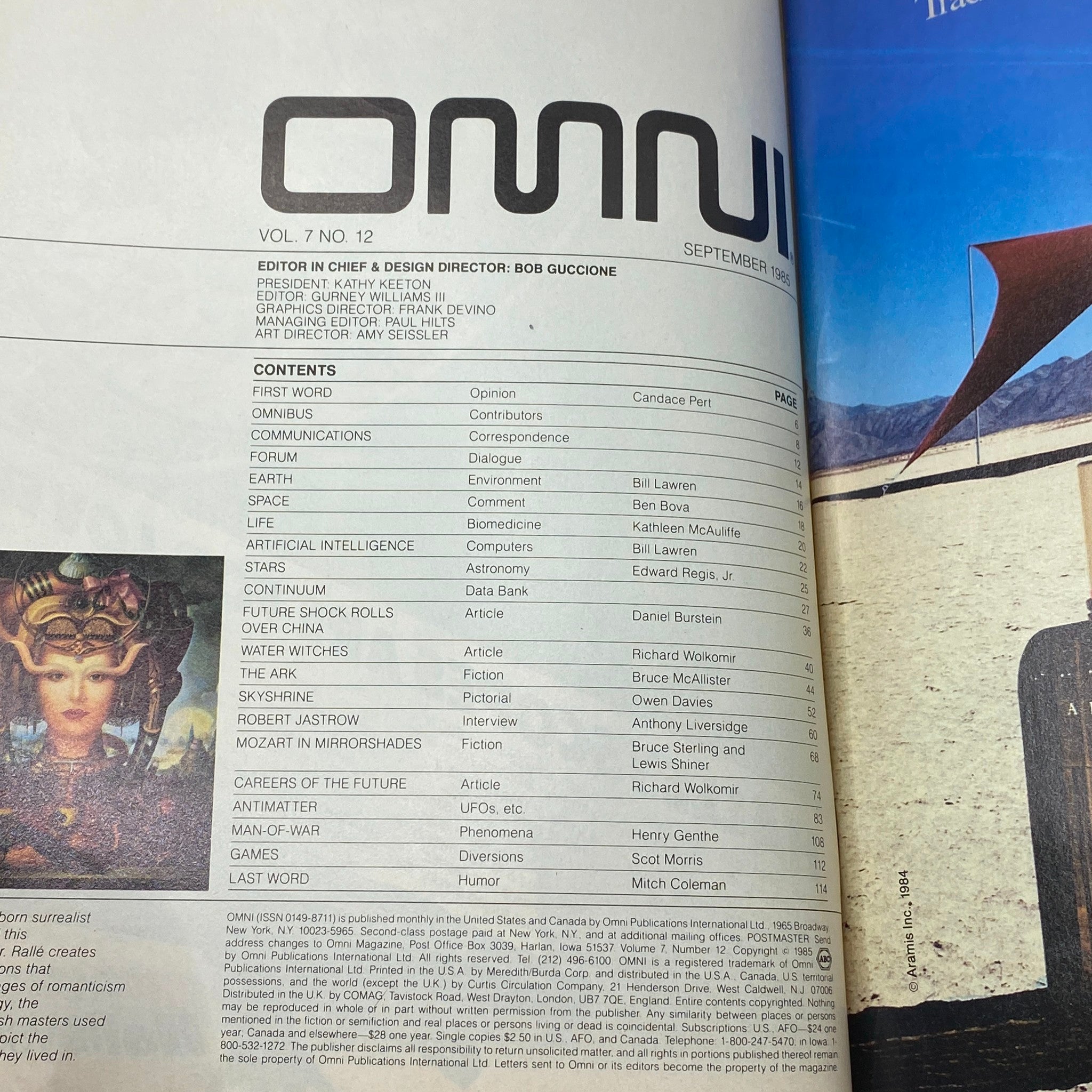 VTG Omni Magazine September 1985 Vol 7 No. 12 China Future Shock